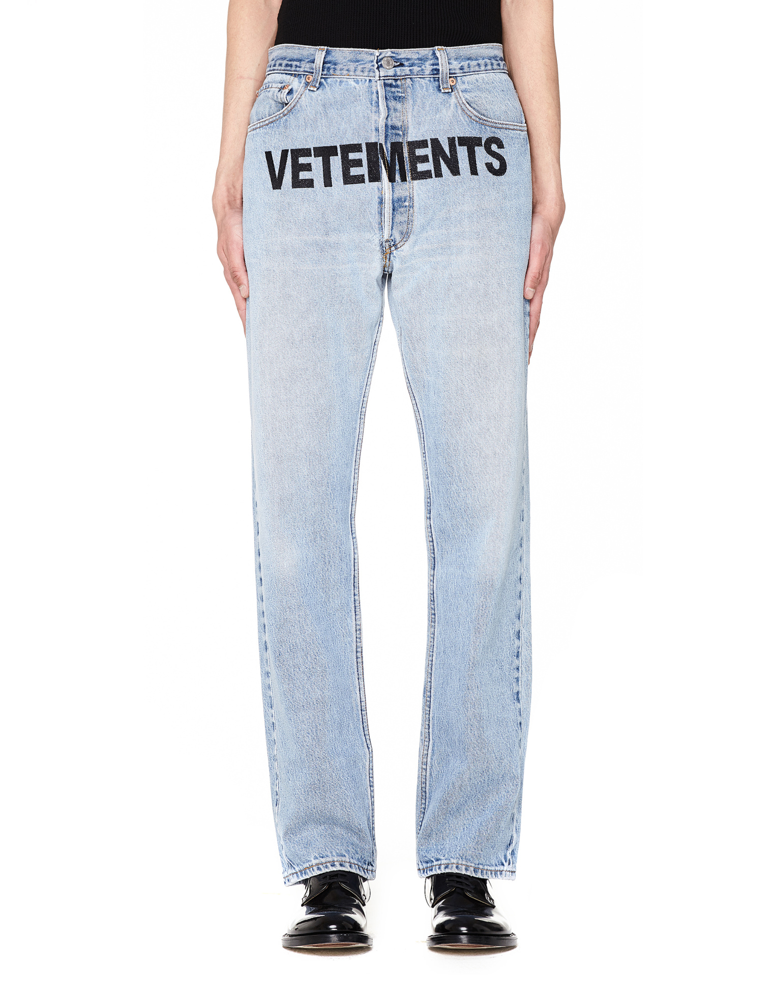 VETEMENTS Blue Logo Embroidered Jeans