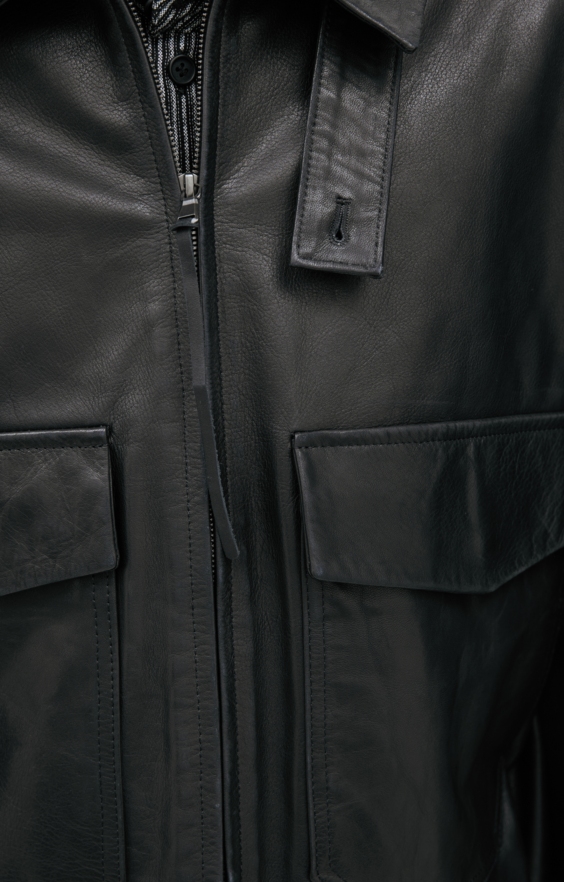 The Viridi-Anne Leather jacket with patch pockets