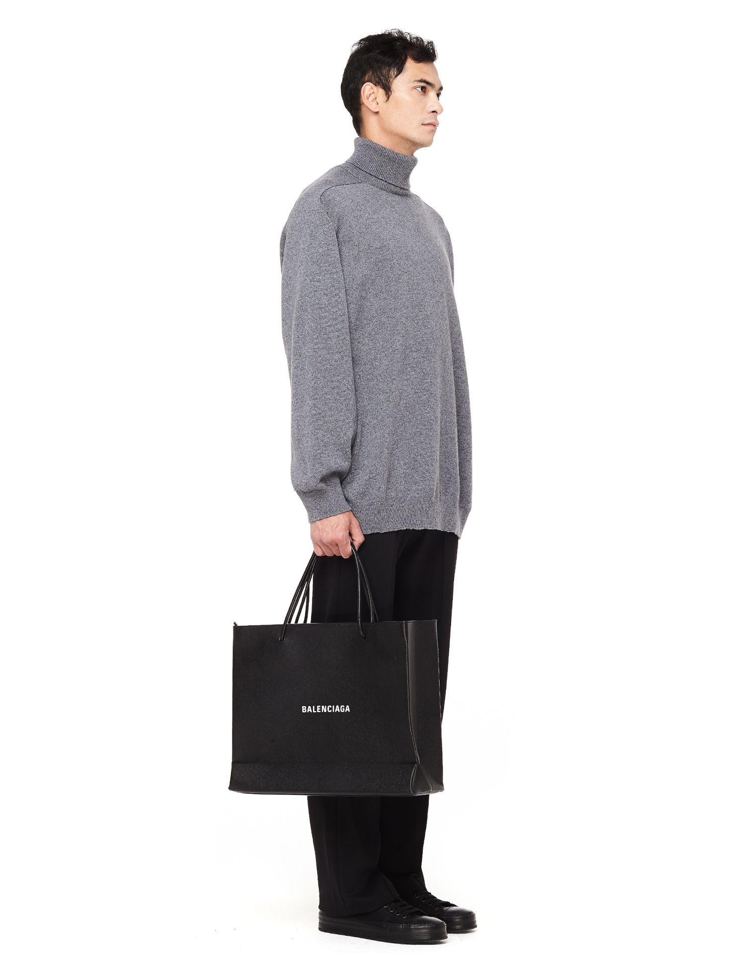 Balenciaga Black Logo Shopping Tote