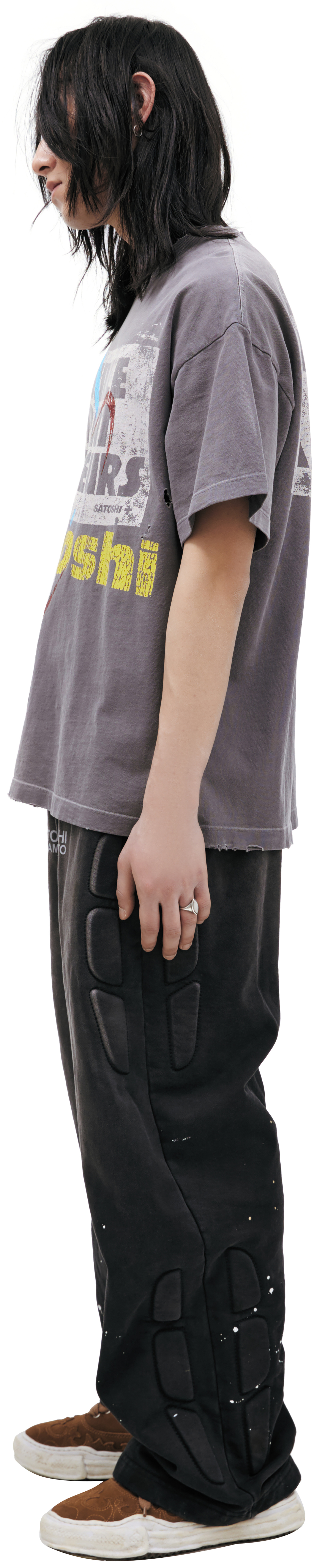 Buy Satoshi Nakamoto men grey grеy print t-shirt for $530 online