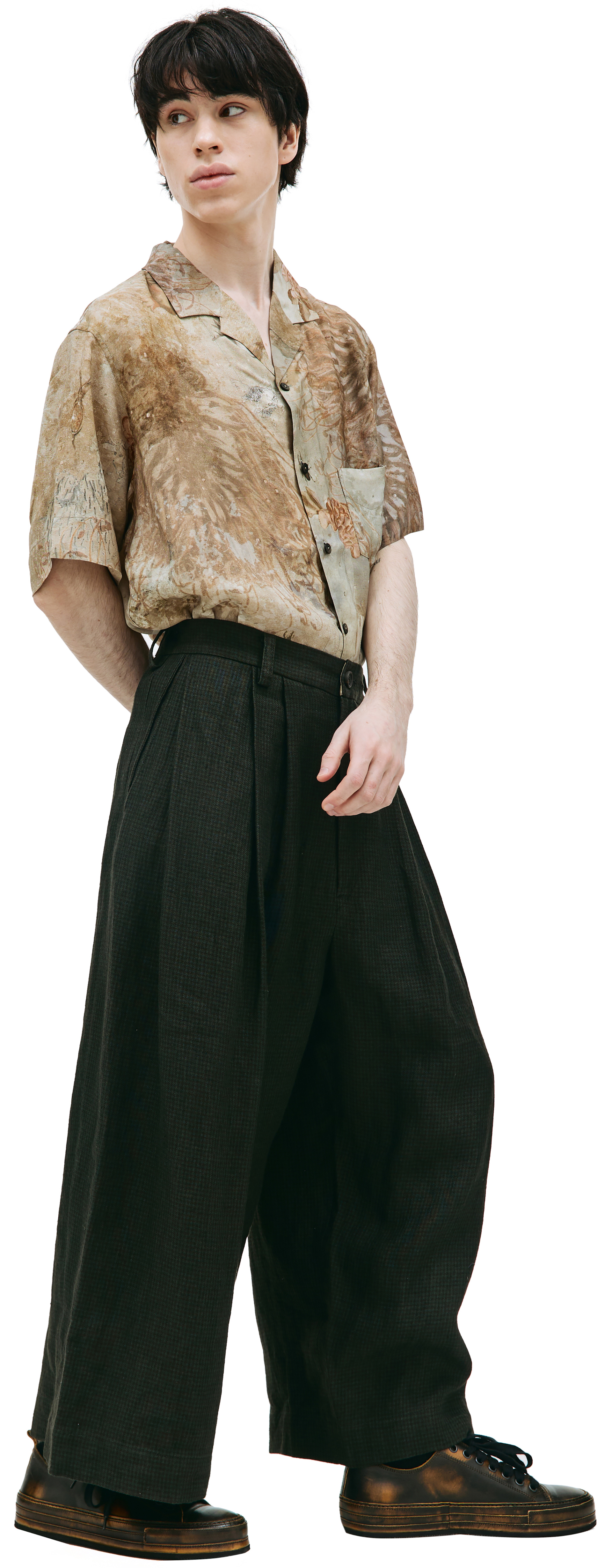 Ziggy Chen Check-print wide-leg trousers