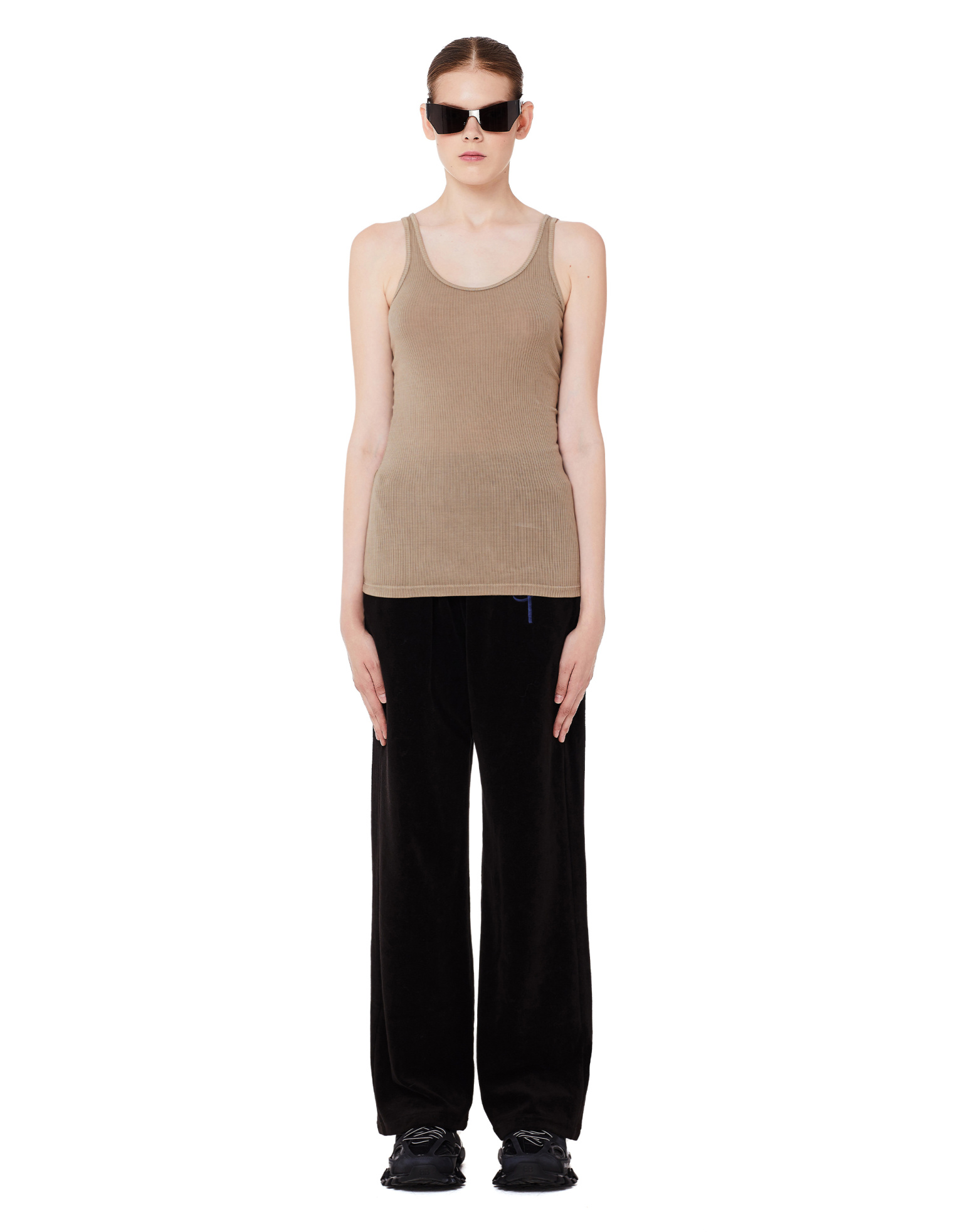 James Perse Brown Ribbed Cotton Tank Top