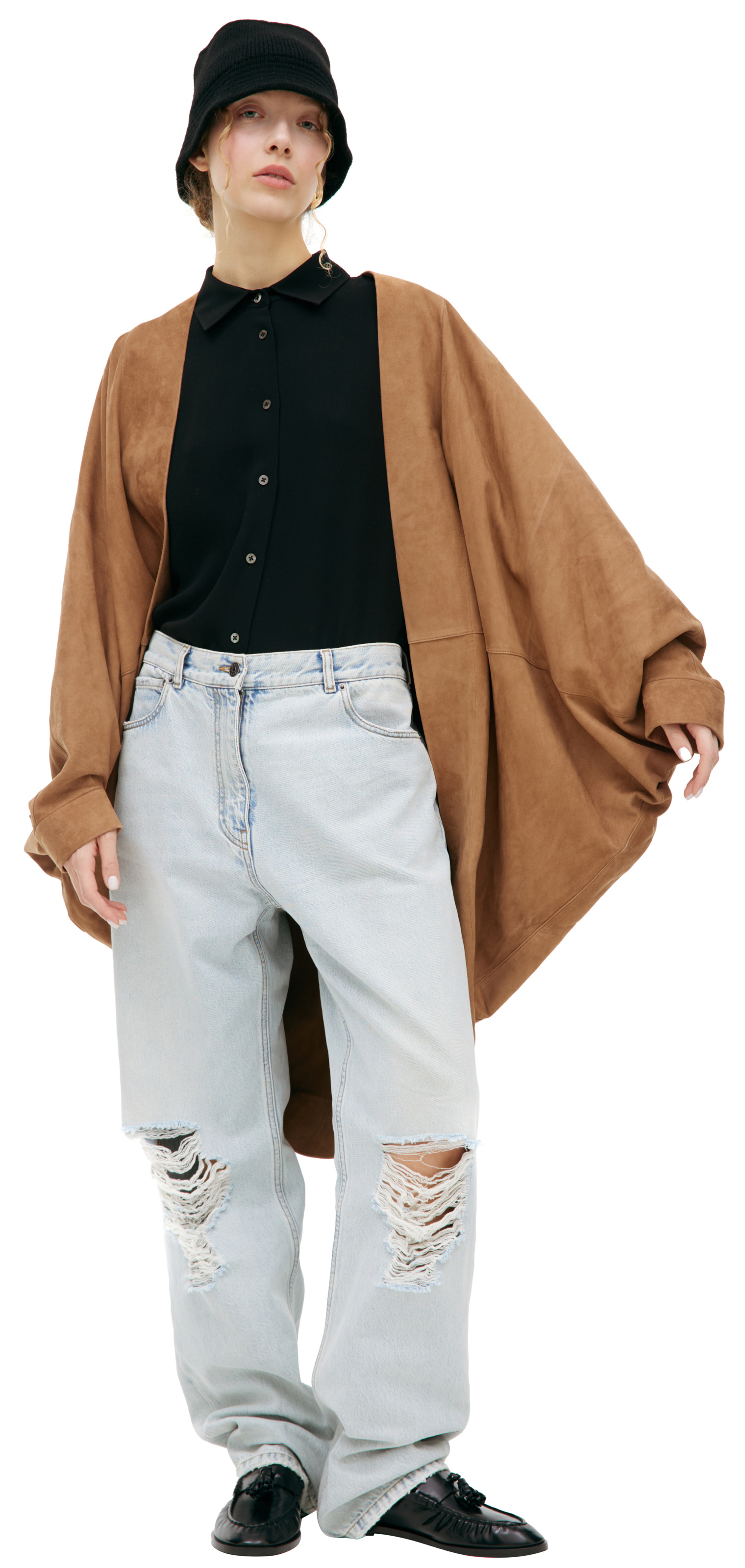 The Row Beige suede coat