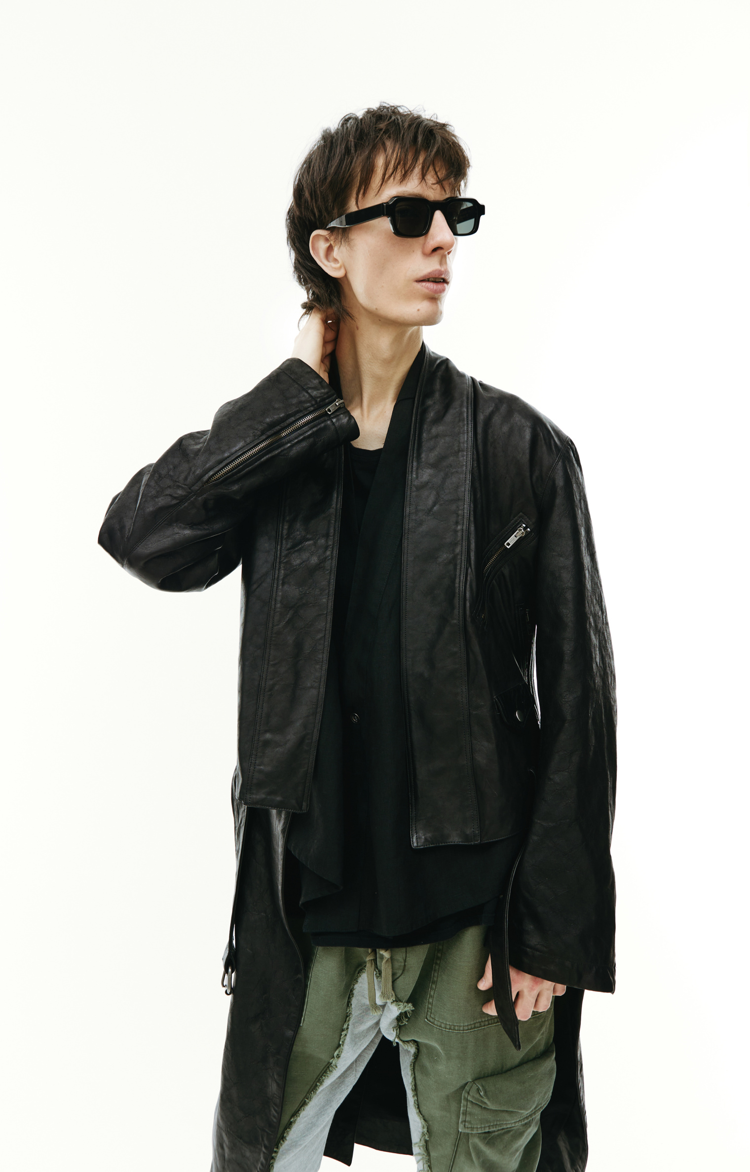 Greg Lauren Black leather coat