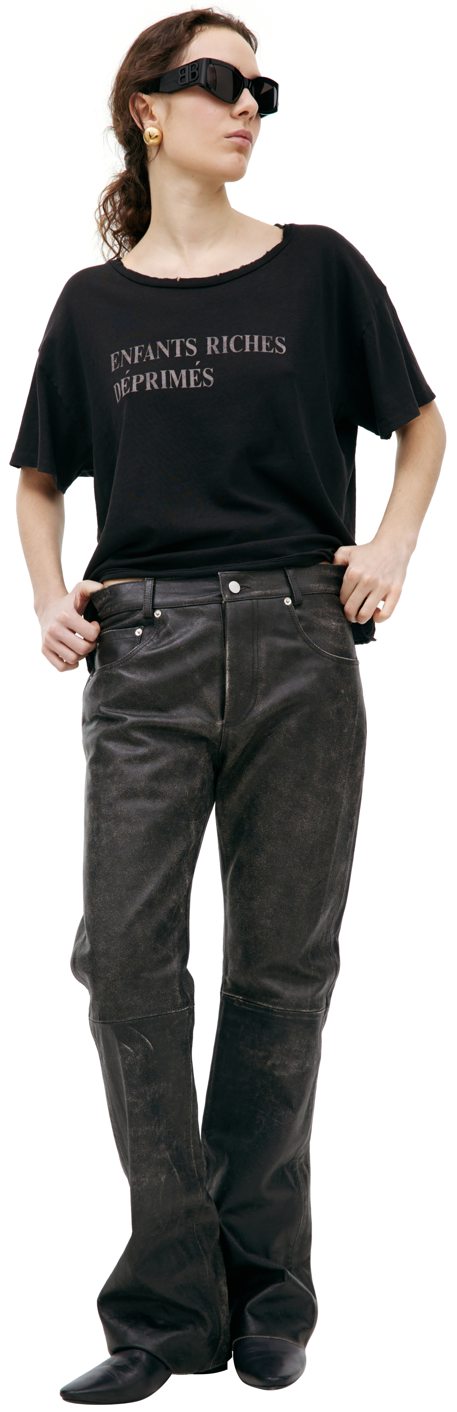 Enfants Riches Deprimes Leather trousers with stitching