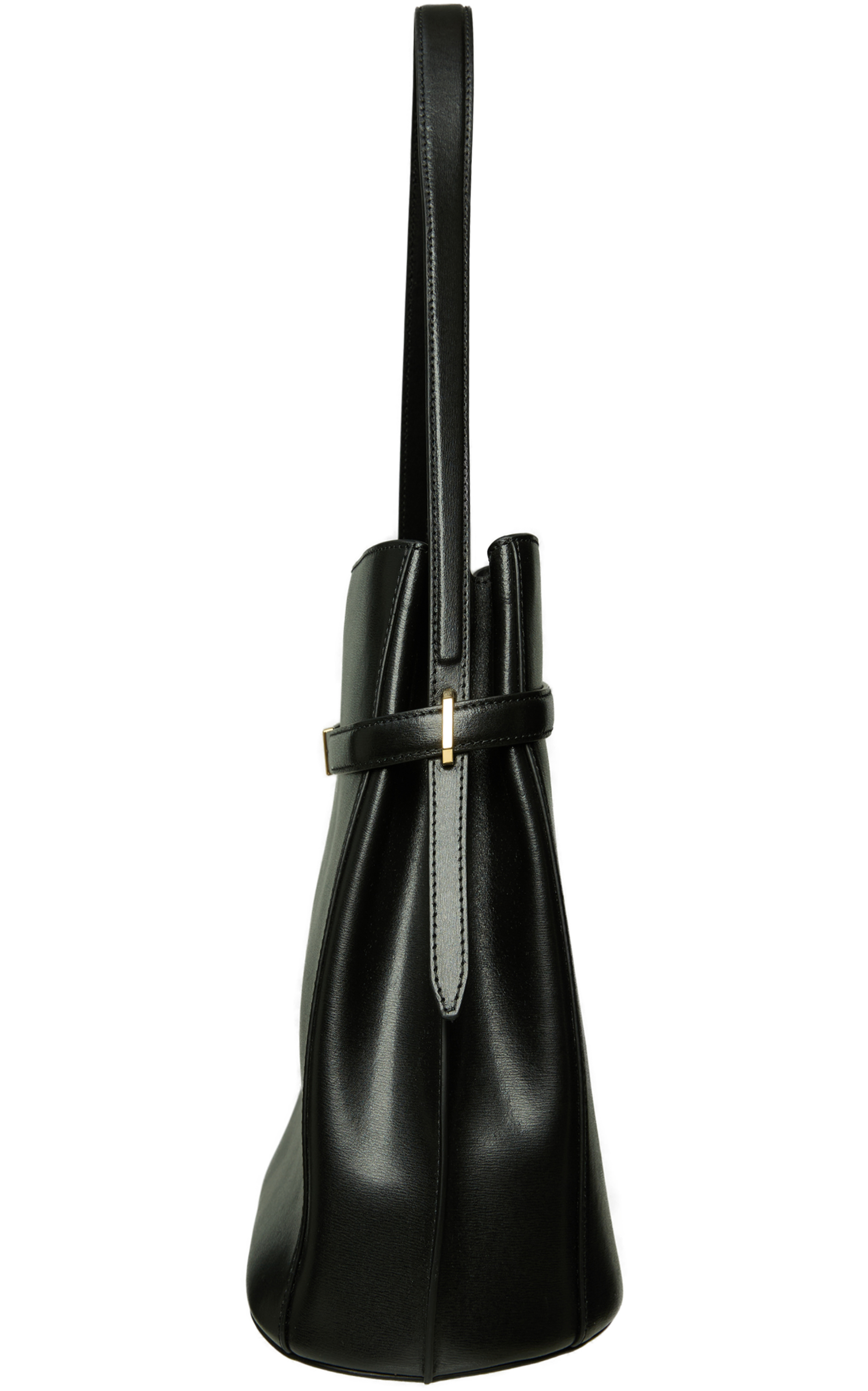 TOTEME Black Belted Leather Bucket Bag