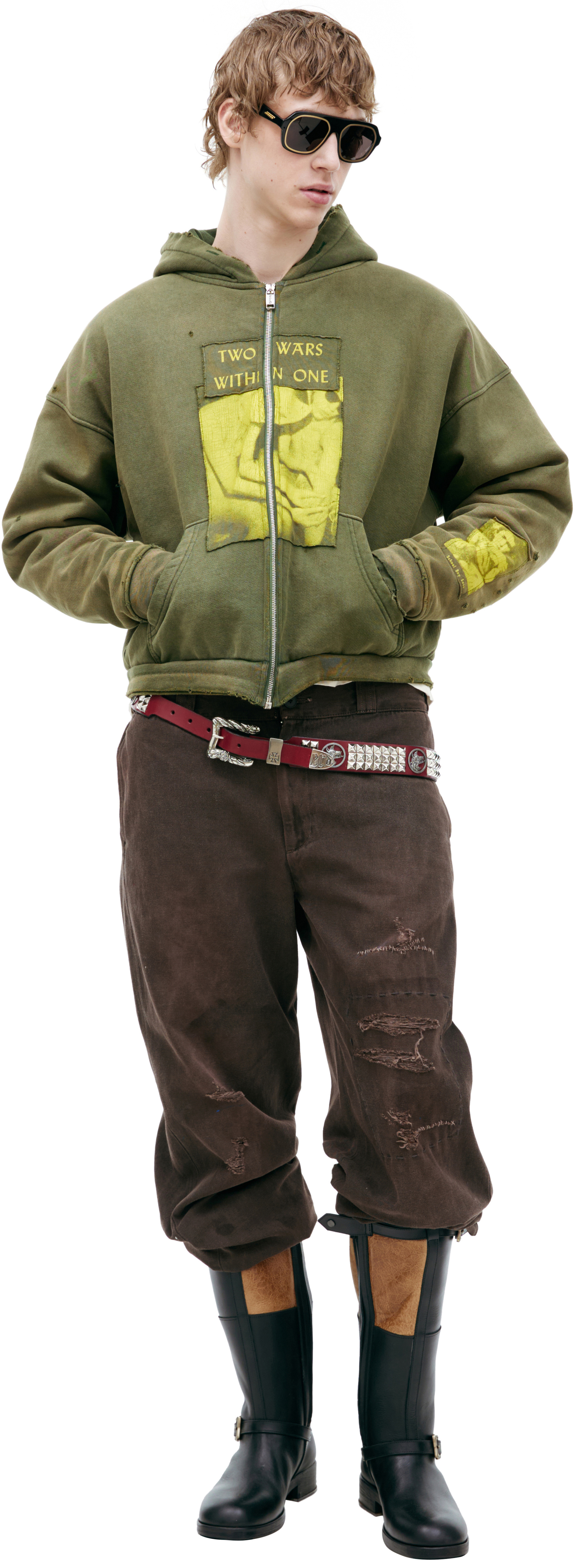 Enfants Riches Déprimés Khaki zippered hoodie