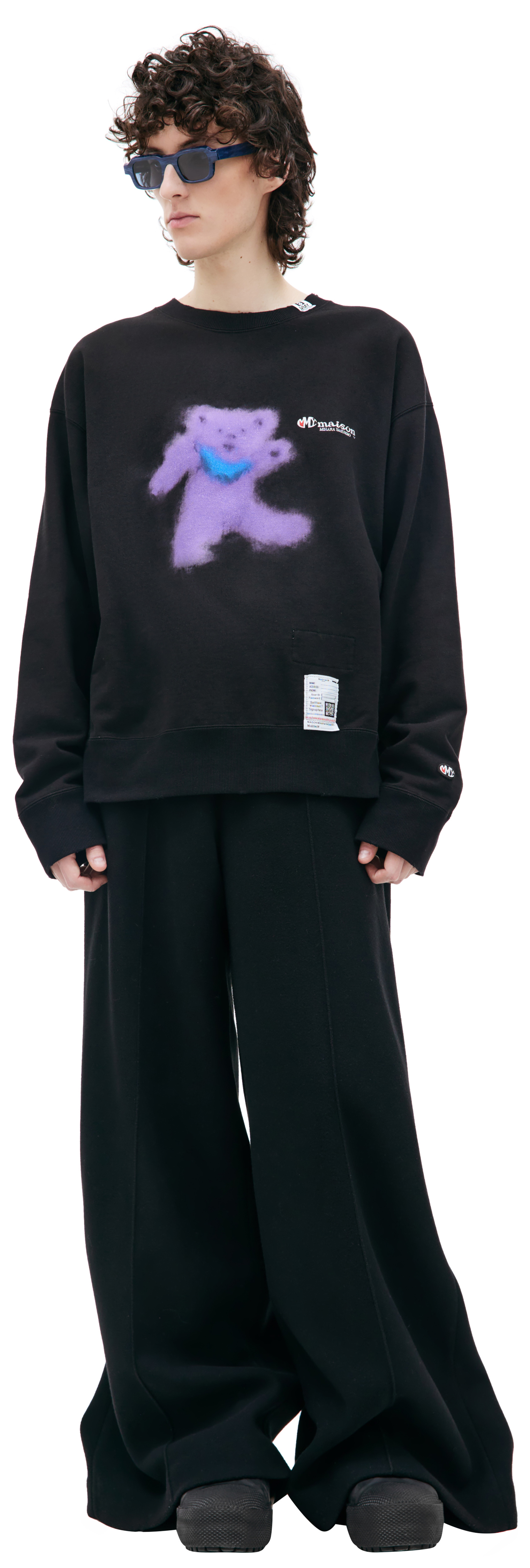 Buy Maison Mihara Yasuhiro men black bear distressed sweatshirt