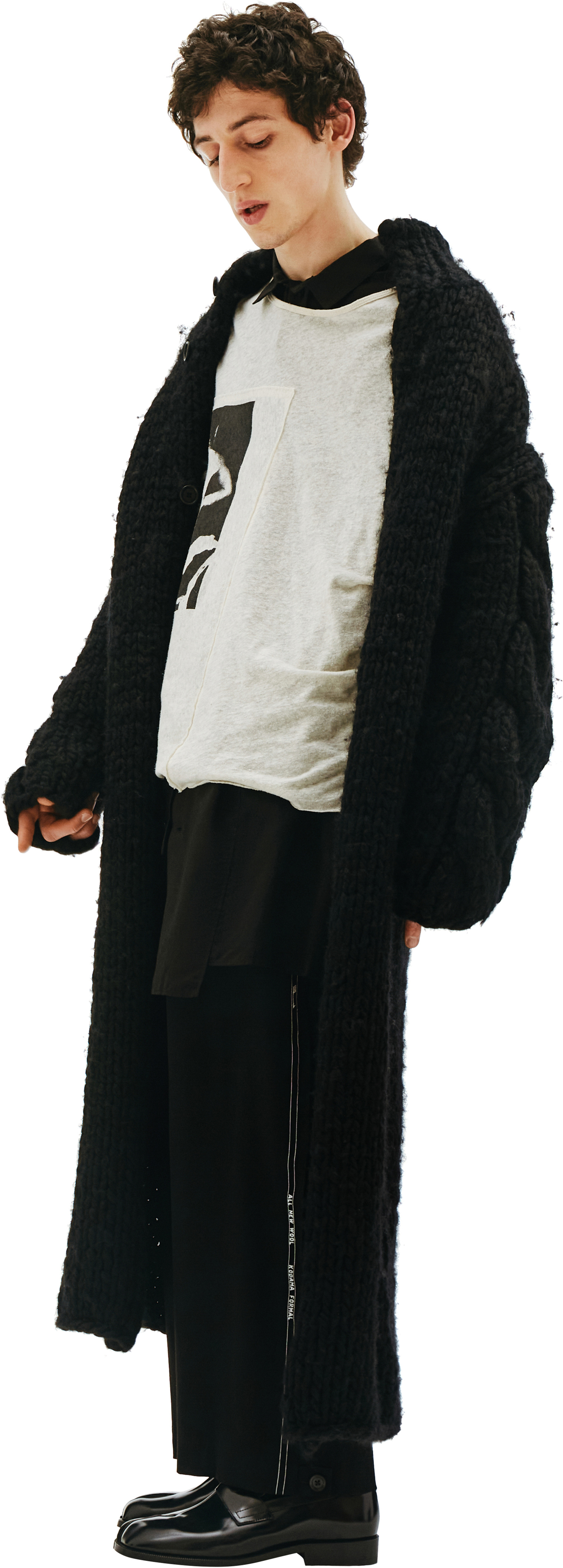 Yohji Yamamoto Chunky Knit Long Cardigan Coat