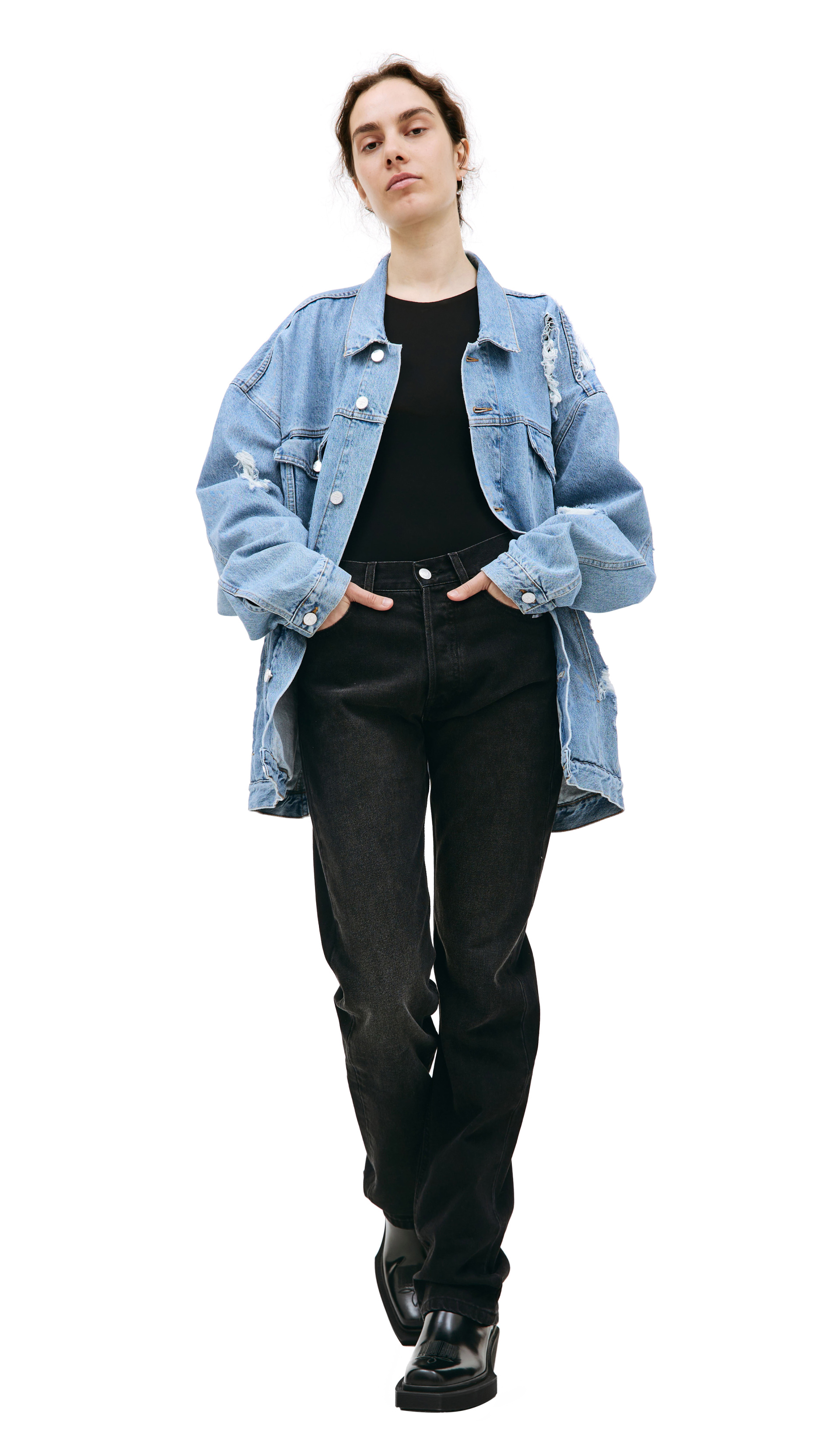 VETEMENTS Distressed denim jacket