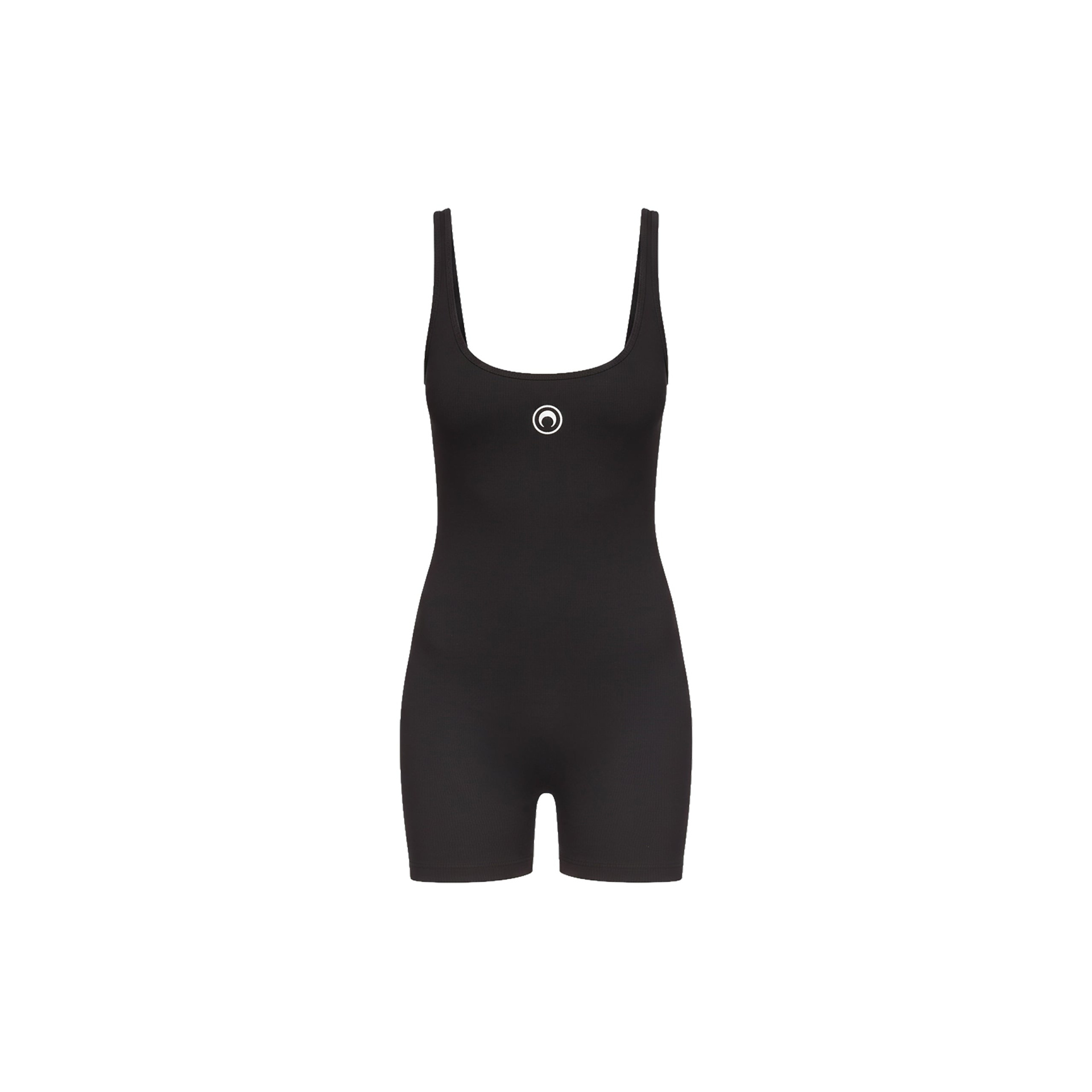 MARINE SERRE Moon Logo Ribbed Jersey Short Catsuit