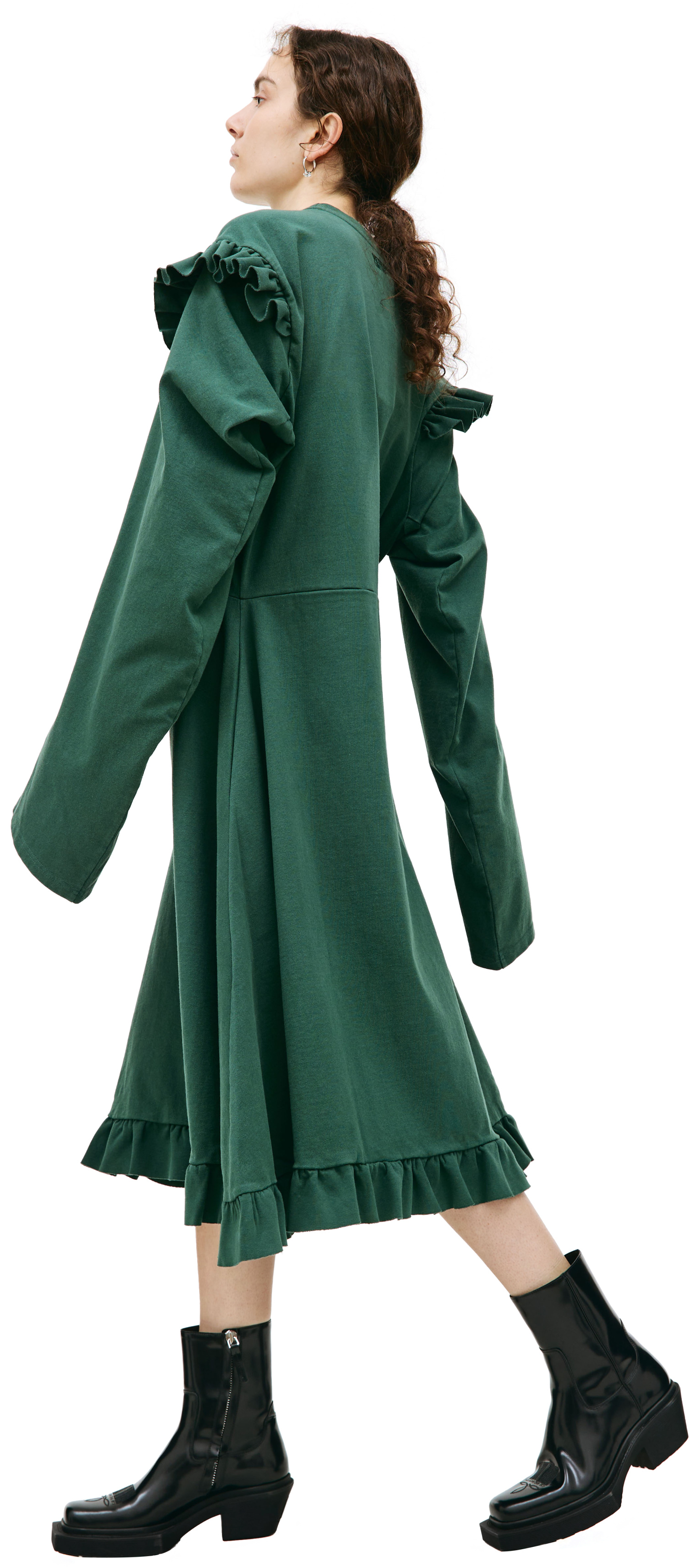 VETEMENTS Green ruffle midi dress