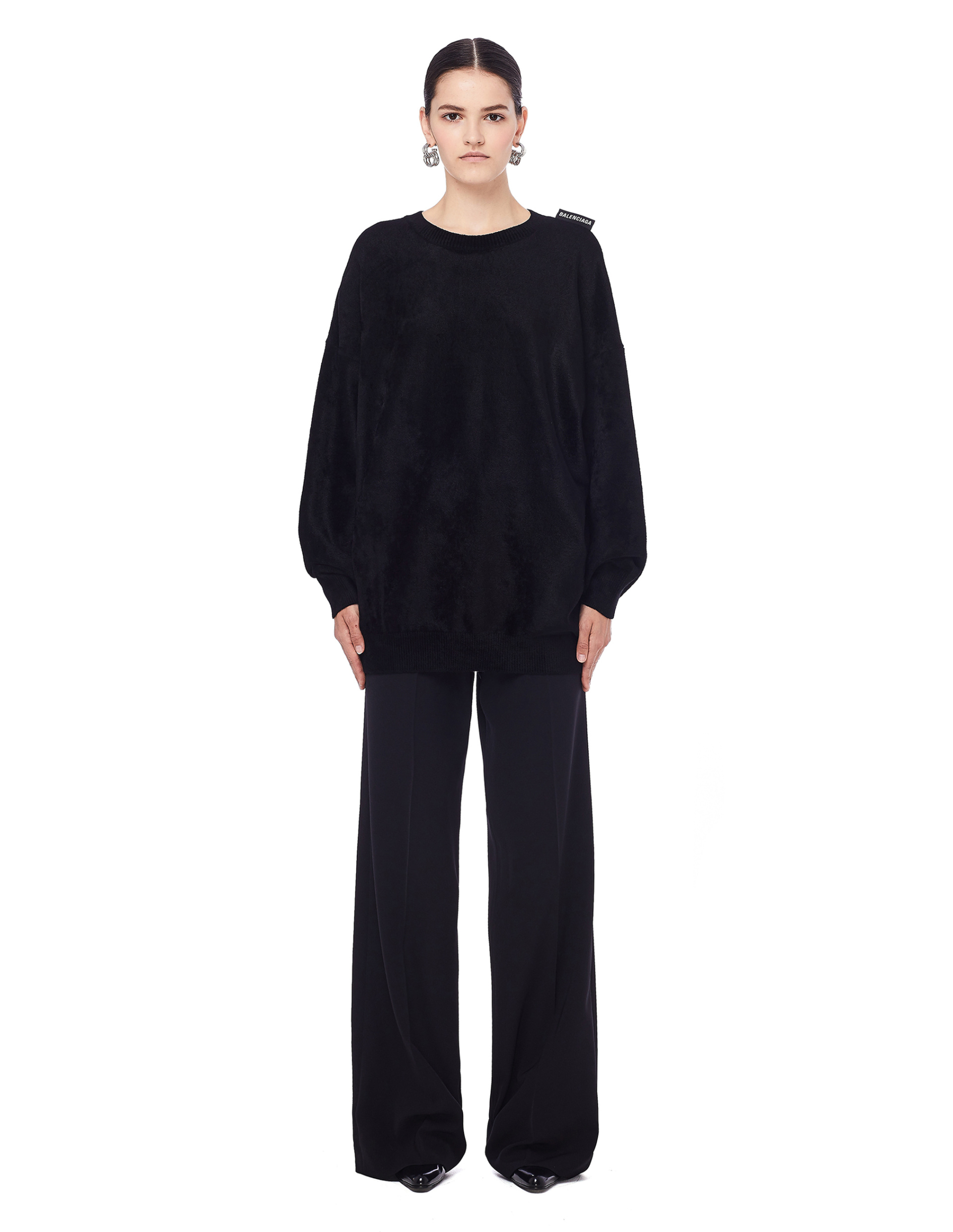 Balenciaga Black Velvet Sweatshirt