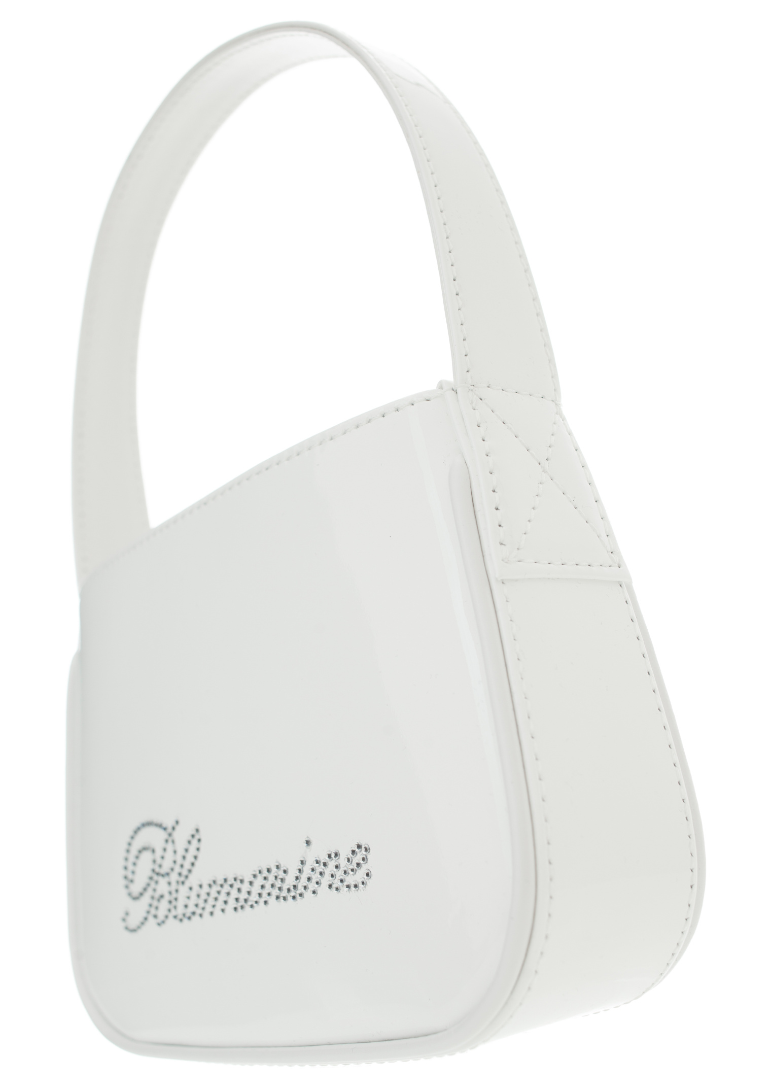 Buy Blumarine women white rhinestone logo bag for $840 online on 