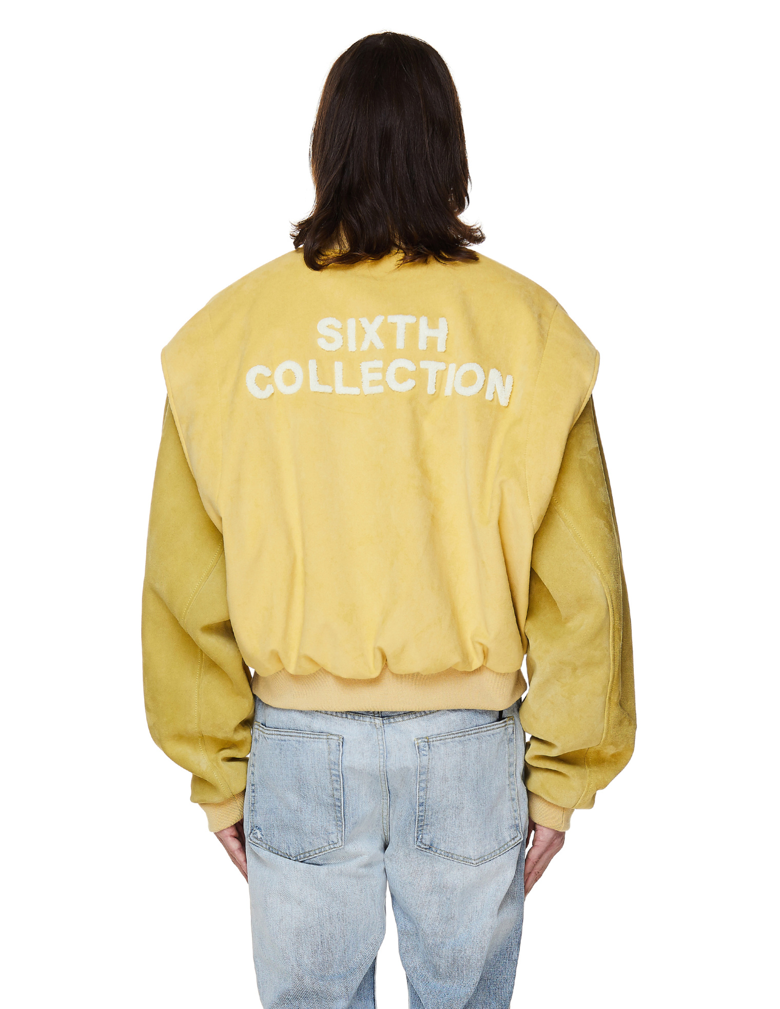 Yellow Suede Varsity Bomber Jacket