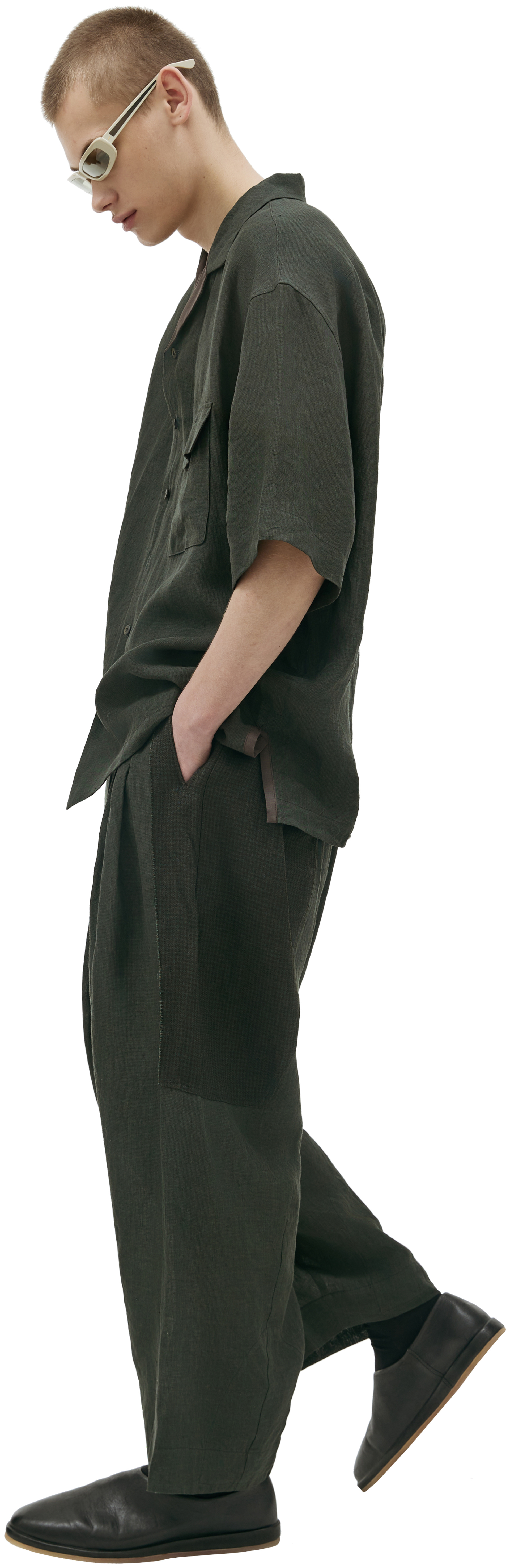 Ziggy Chen Green linen shirt