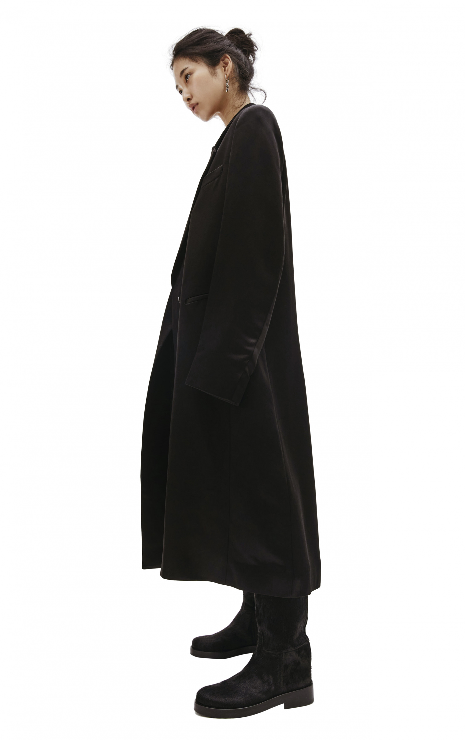 Ann Demeulemeester Black Satin Coat
