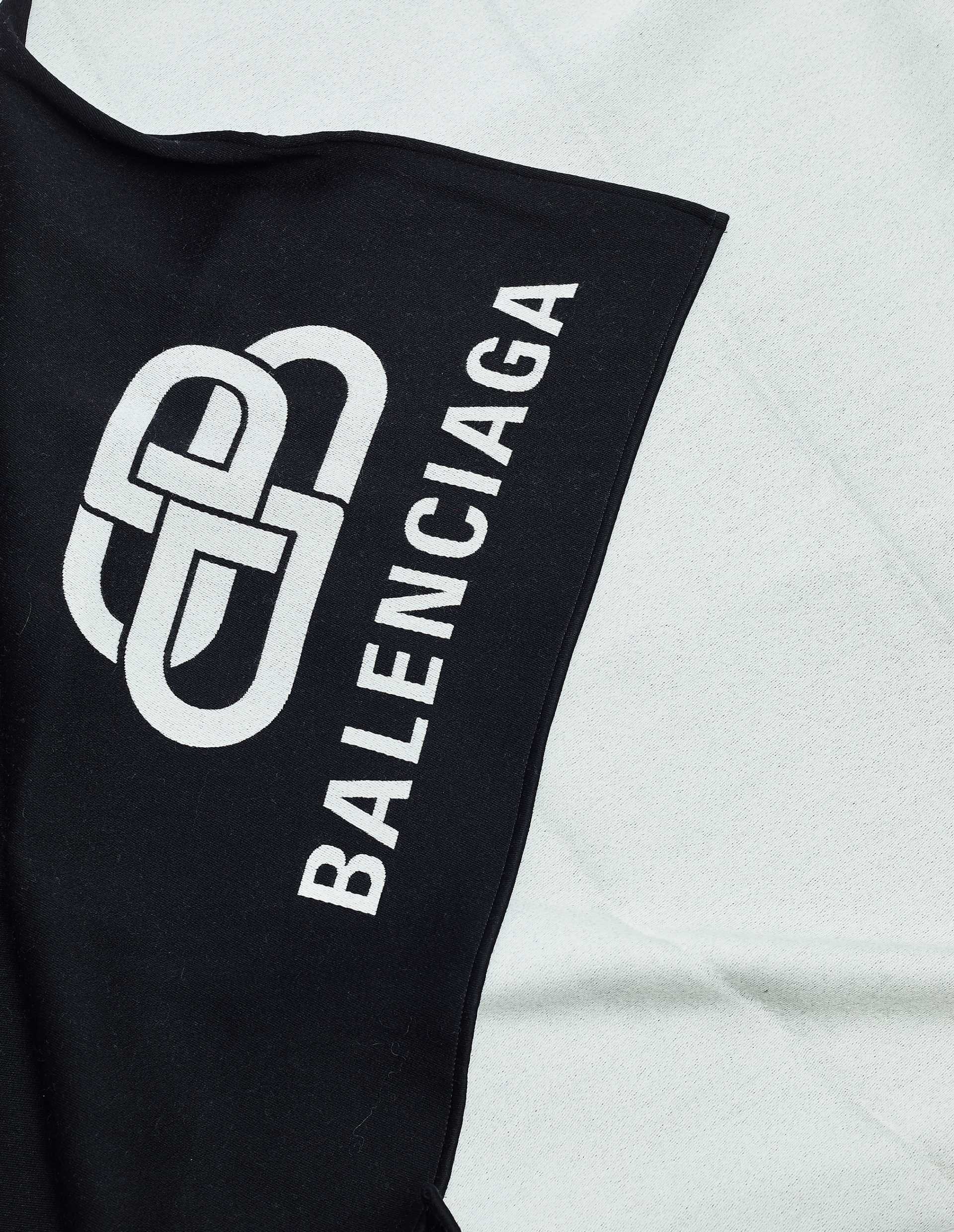 Balenciaga Black & White Wool BB Scarf