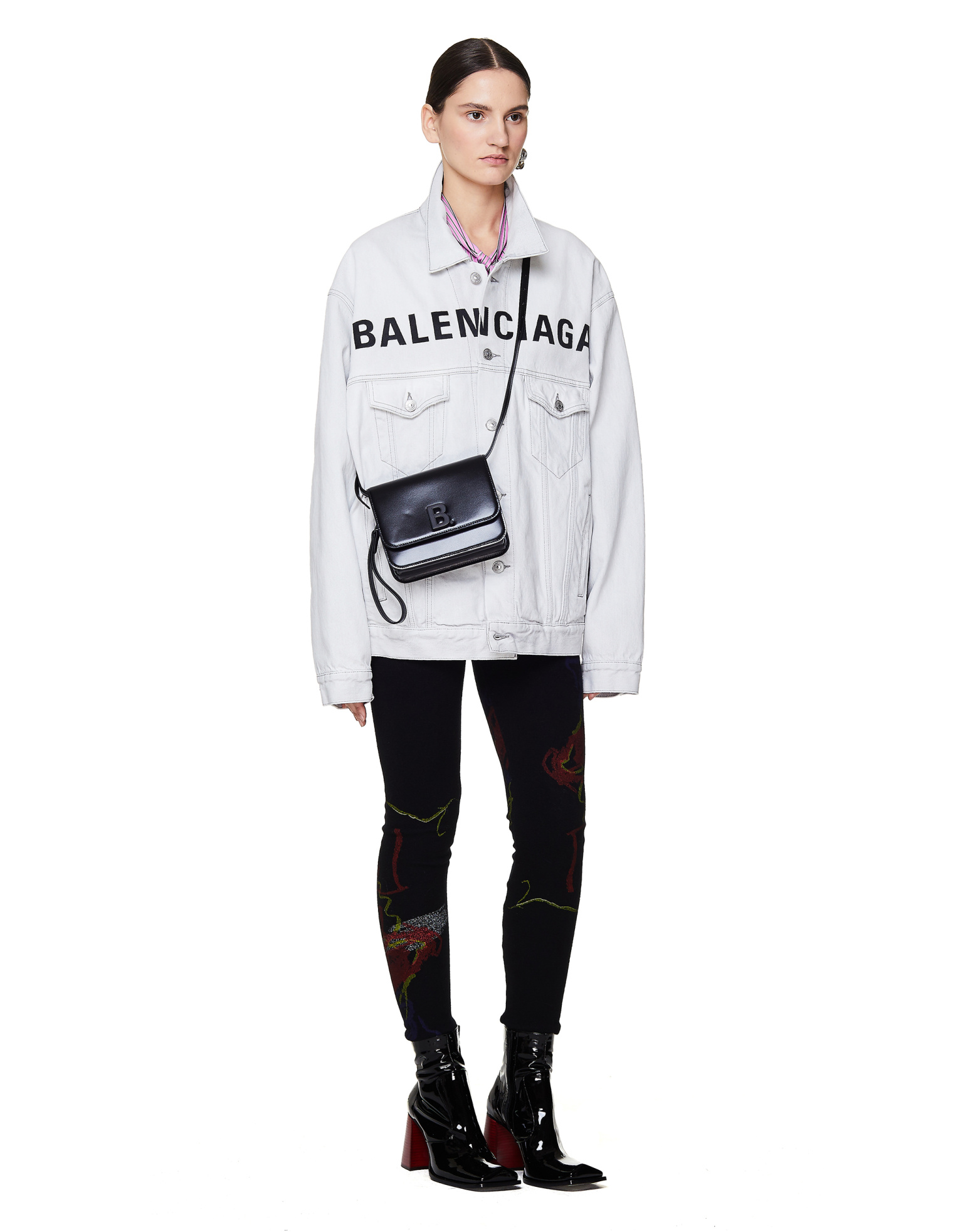 Balenciaga White Logo Denim Jacket