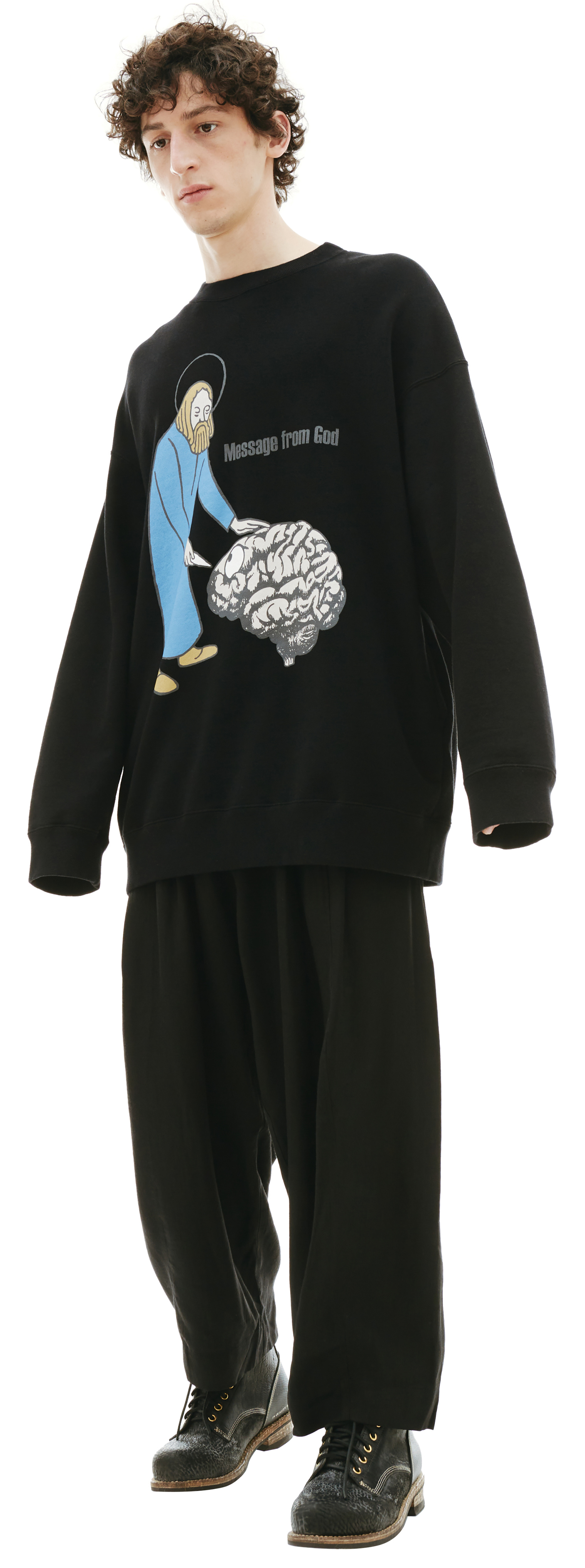 Buy Undercover men black 'message from god' printed sweatshirt for