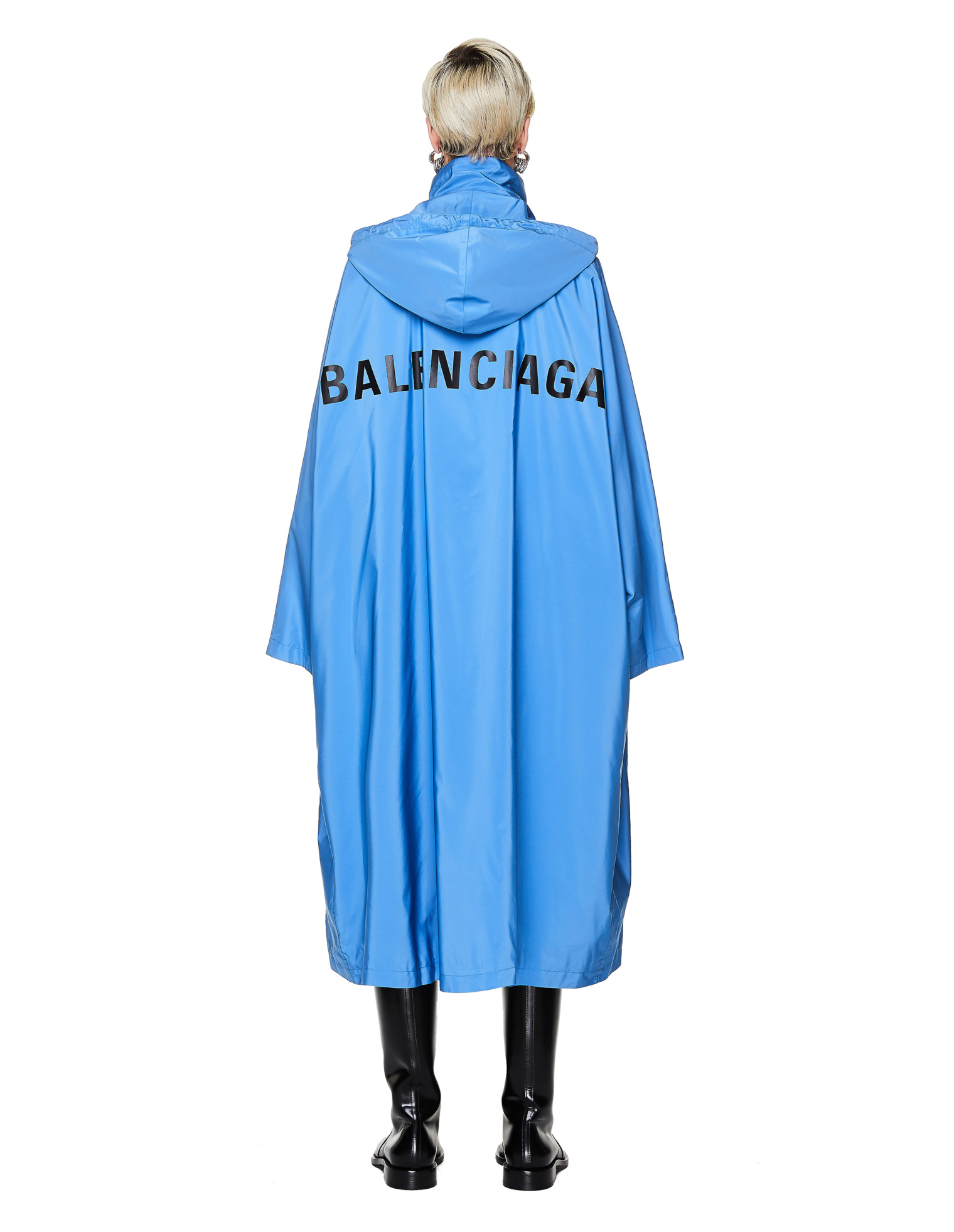 Balenciaga Голубой плащ с логотипом на спине