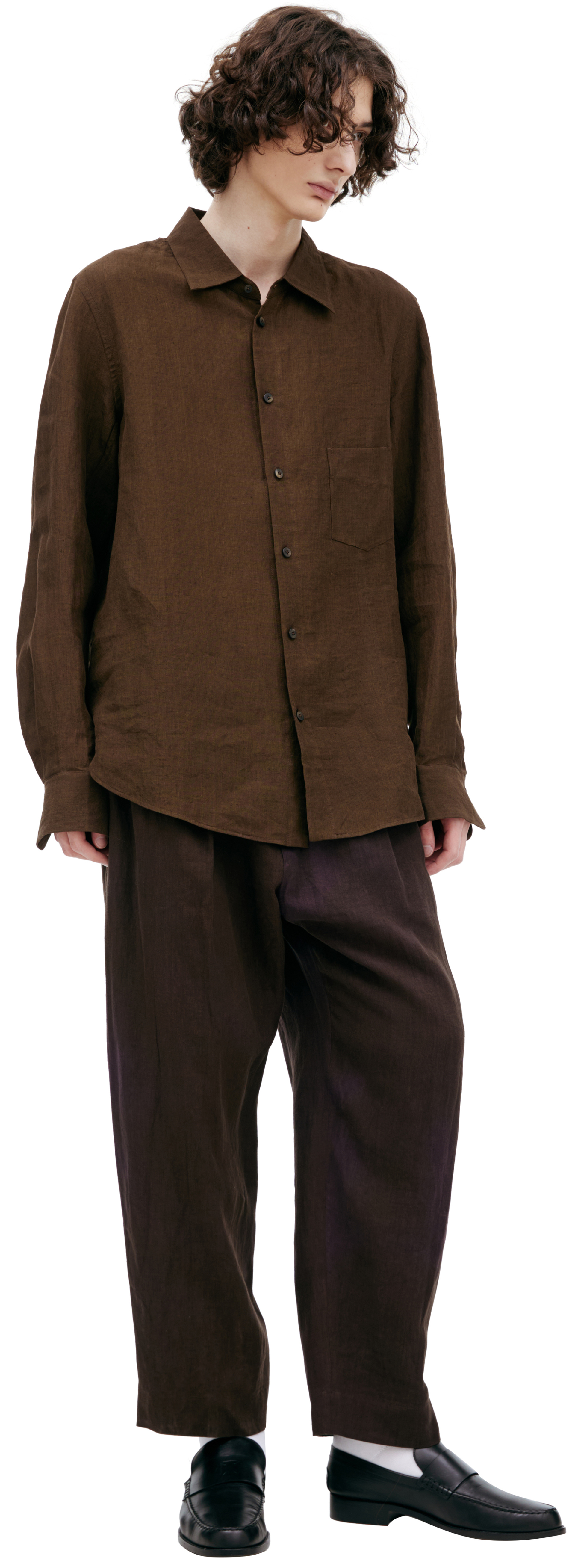 Ziggy Chen Brown linen shirt