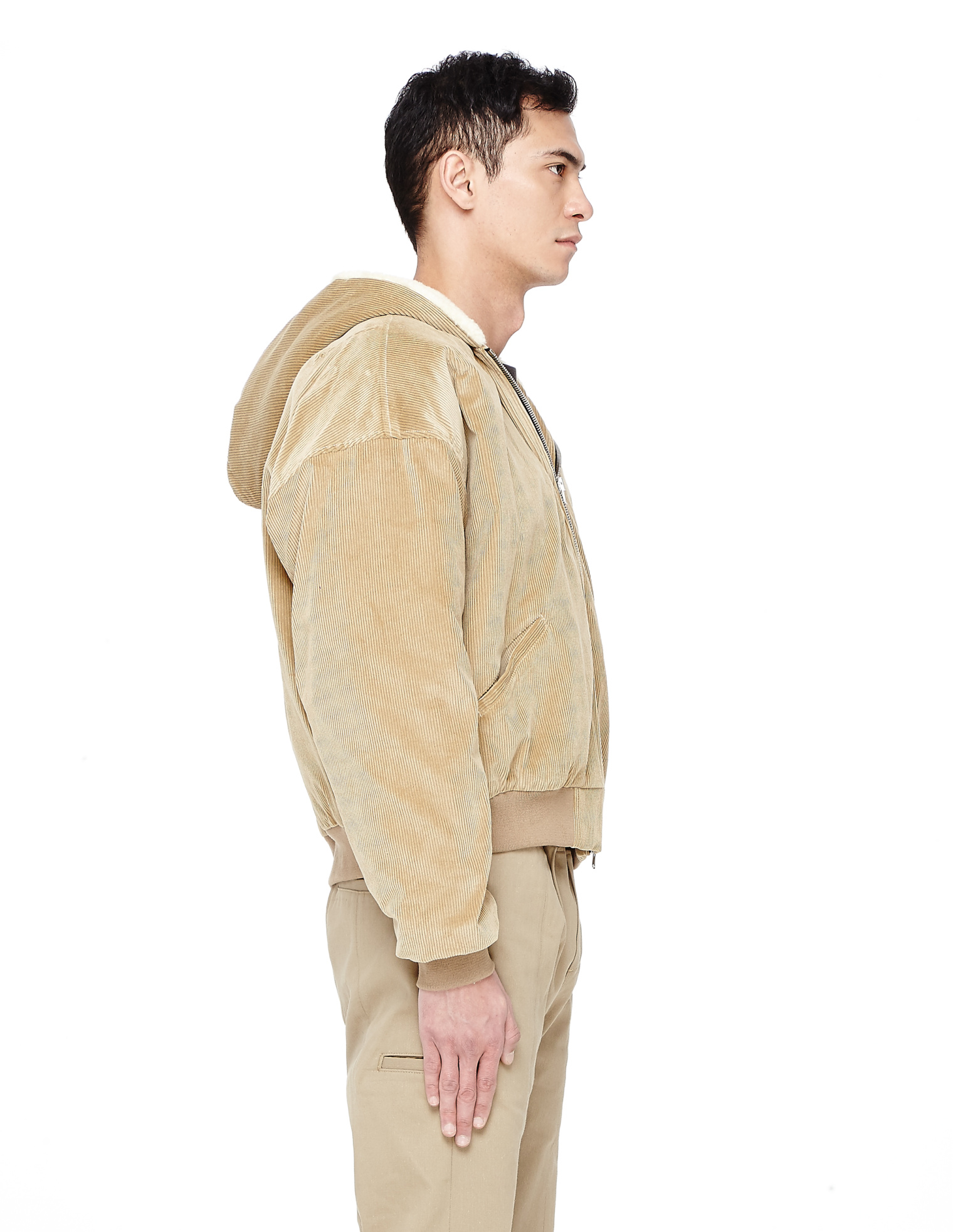 Fear of God Beige Velvet Bomber Jacket