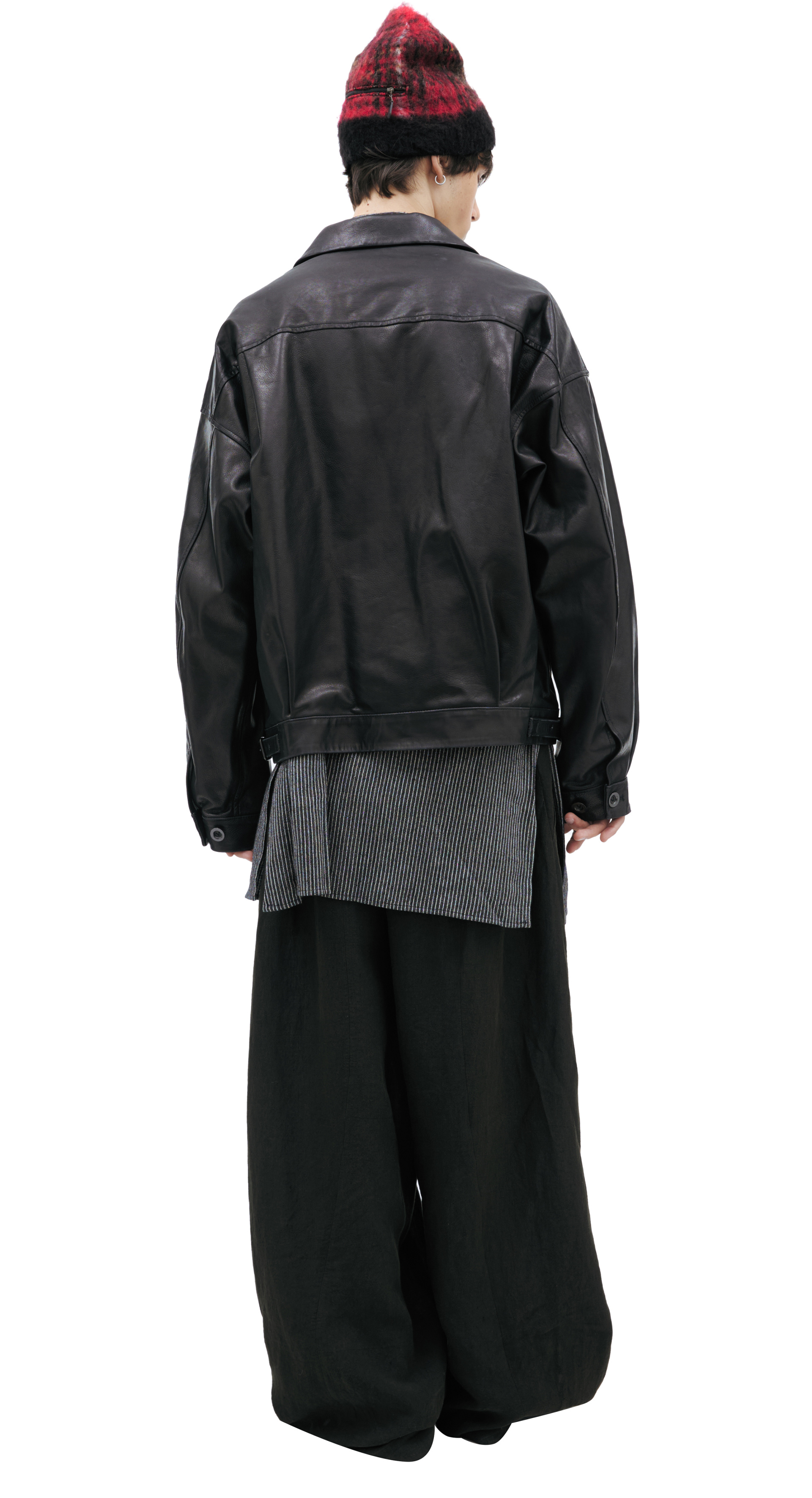 The Viridi-Anne Leather jacket with patch pockets