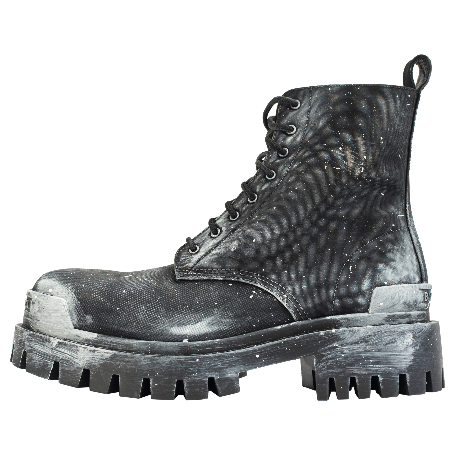 Balenciaga Black Strike Boots with painted effect