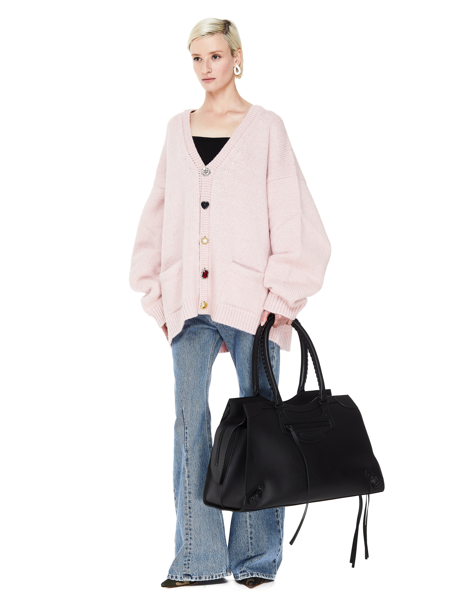 VETEMENTS Розовый кардиган с разными пуговицами