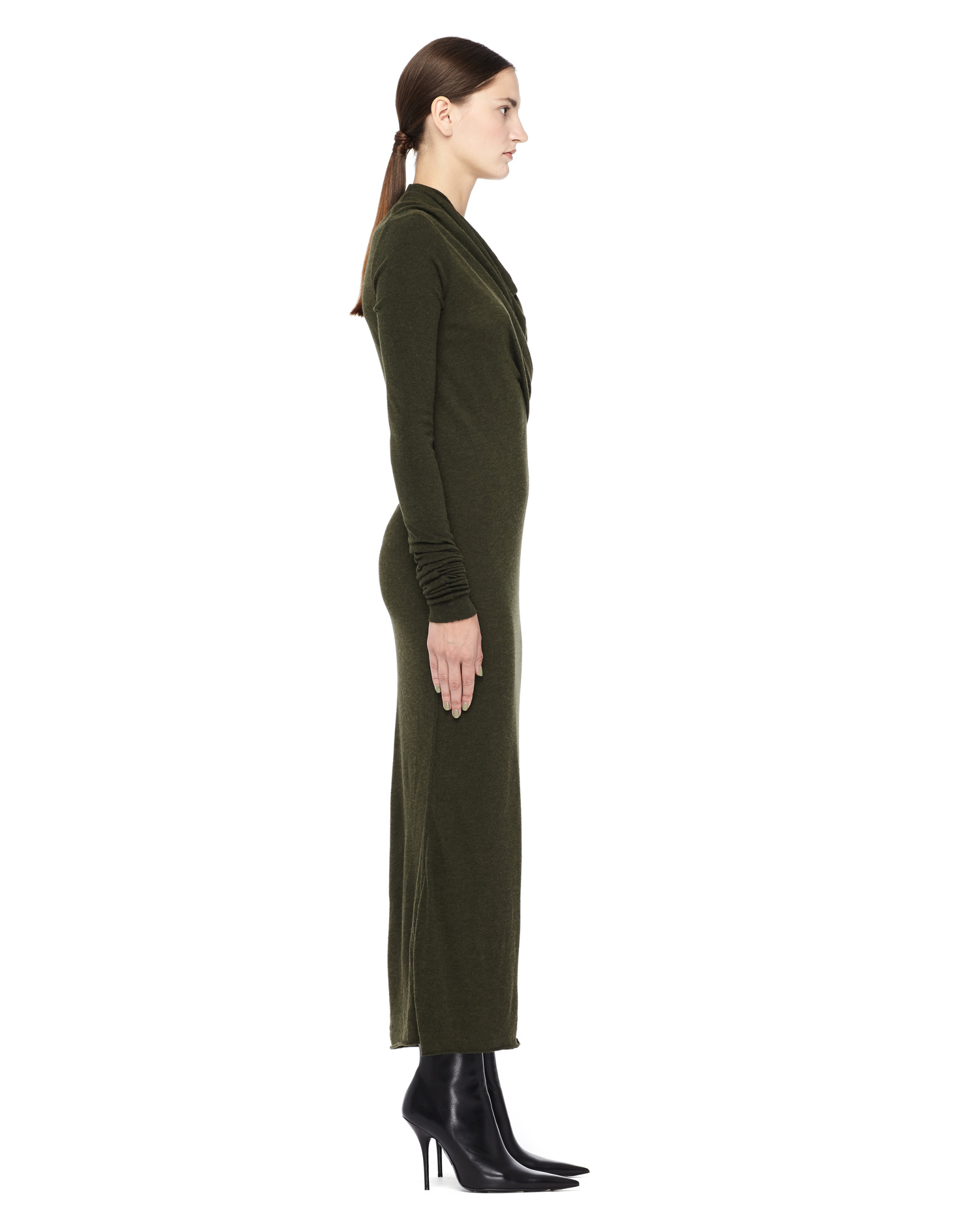 Rick Owens Lilies Платье цвета хаки с драпировкой