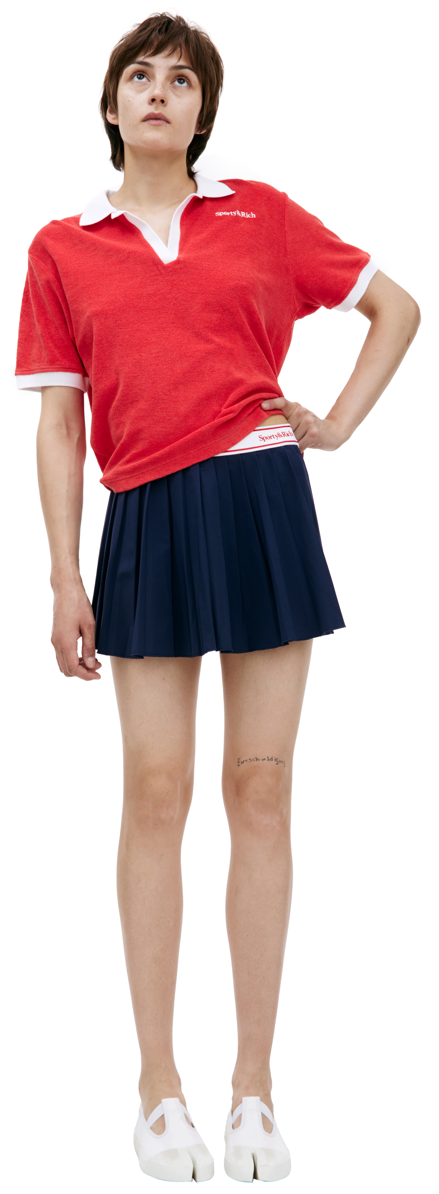 SPORTY & RICH Logo pleated skirt