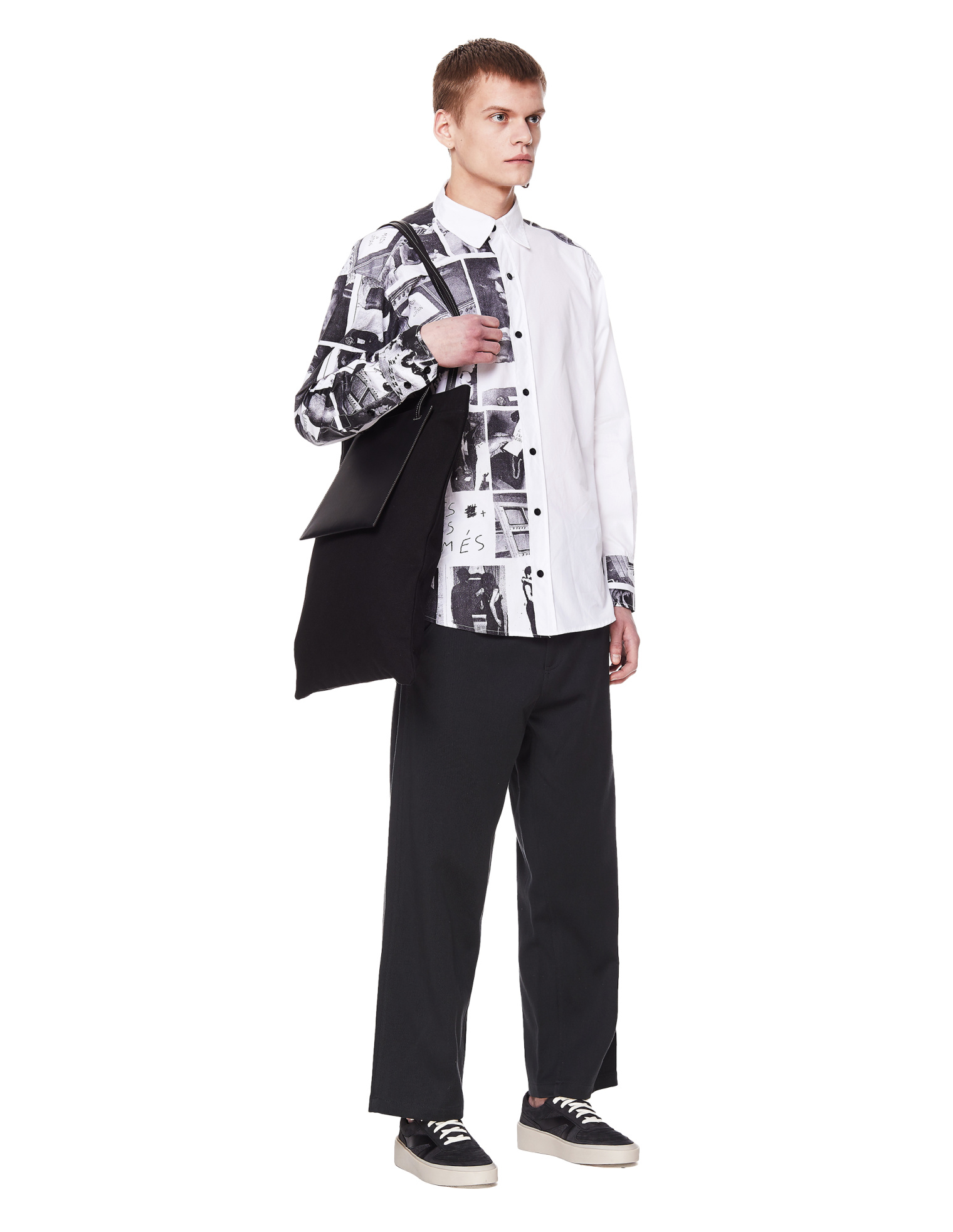 Jil Sander Black Cotton & Linen Bag