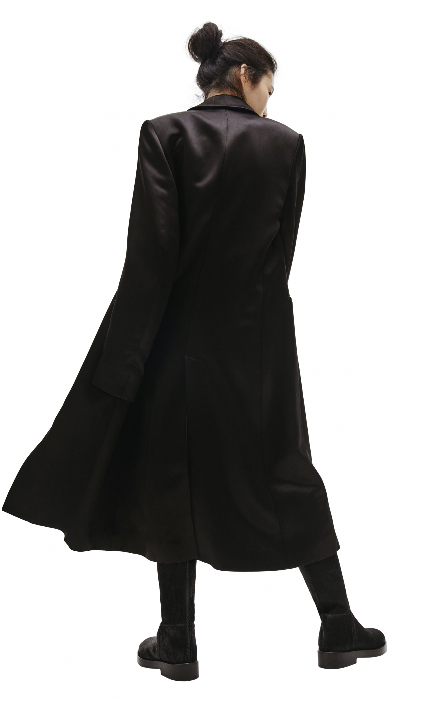 Ann Demeulemeester Black Satin Coat