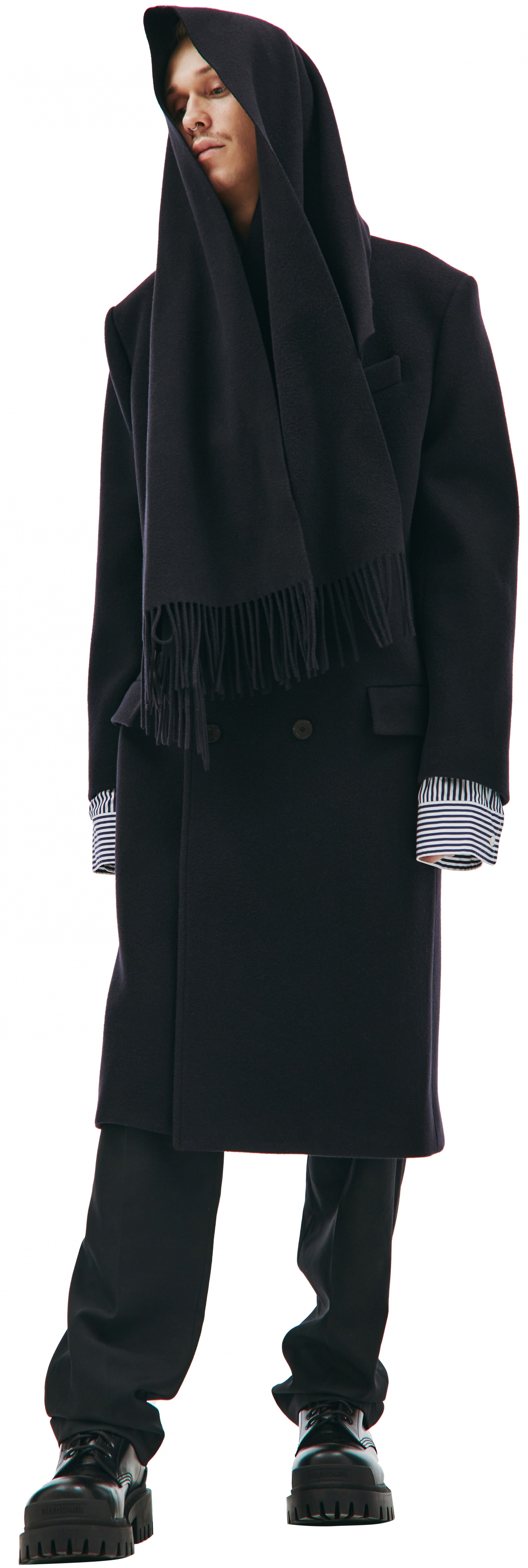 Balenciaga Пальто из шерсти с шарфом