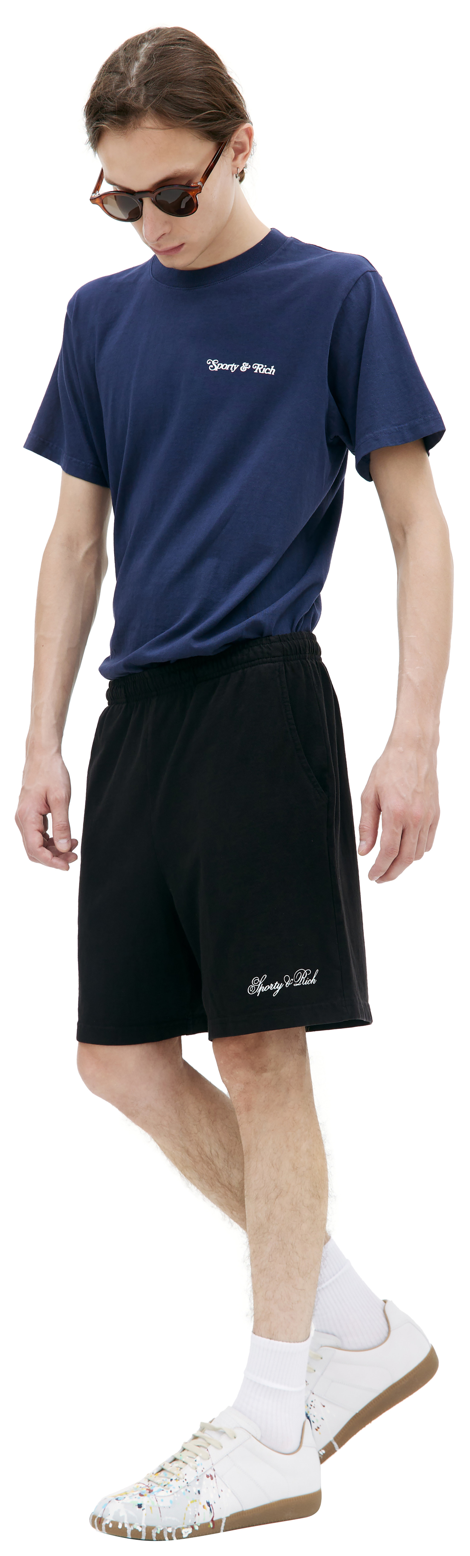 SPORTY & RICH Black Cursive shorts