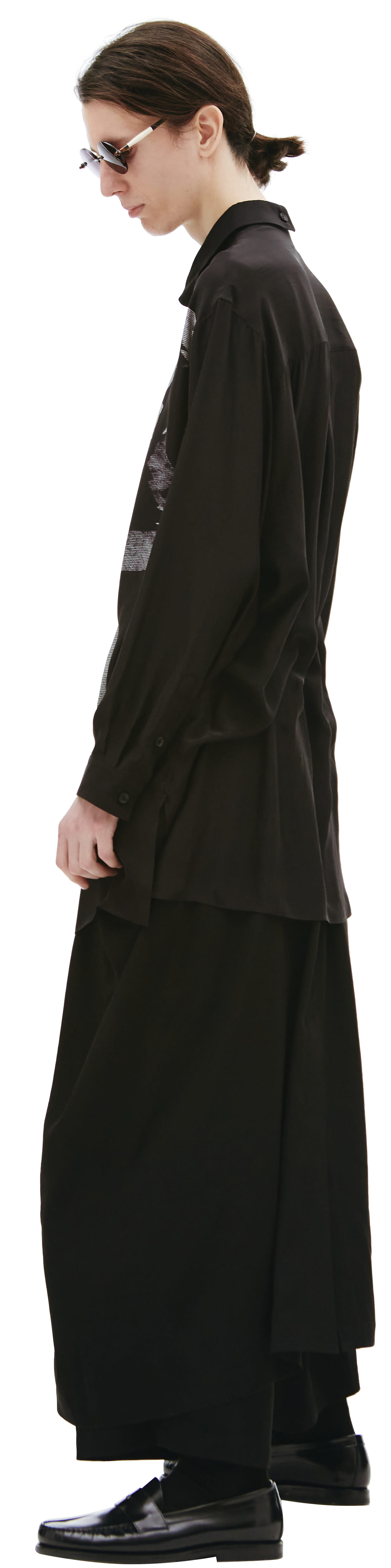 Yohji Yamamoto Шелковая рубашка с асимметричным воротником