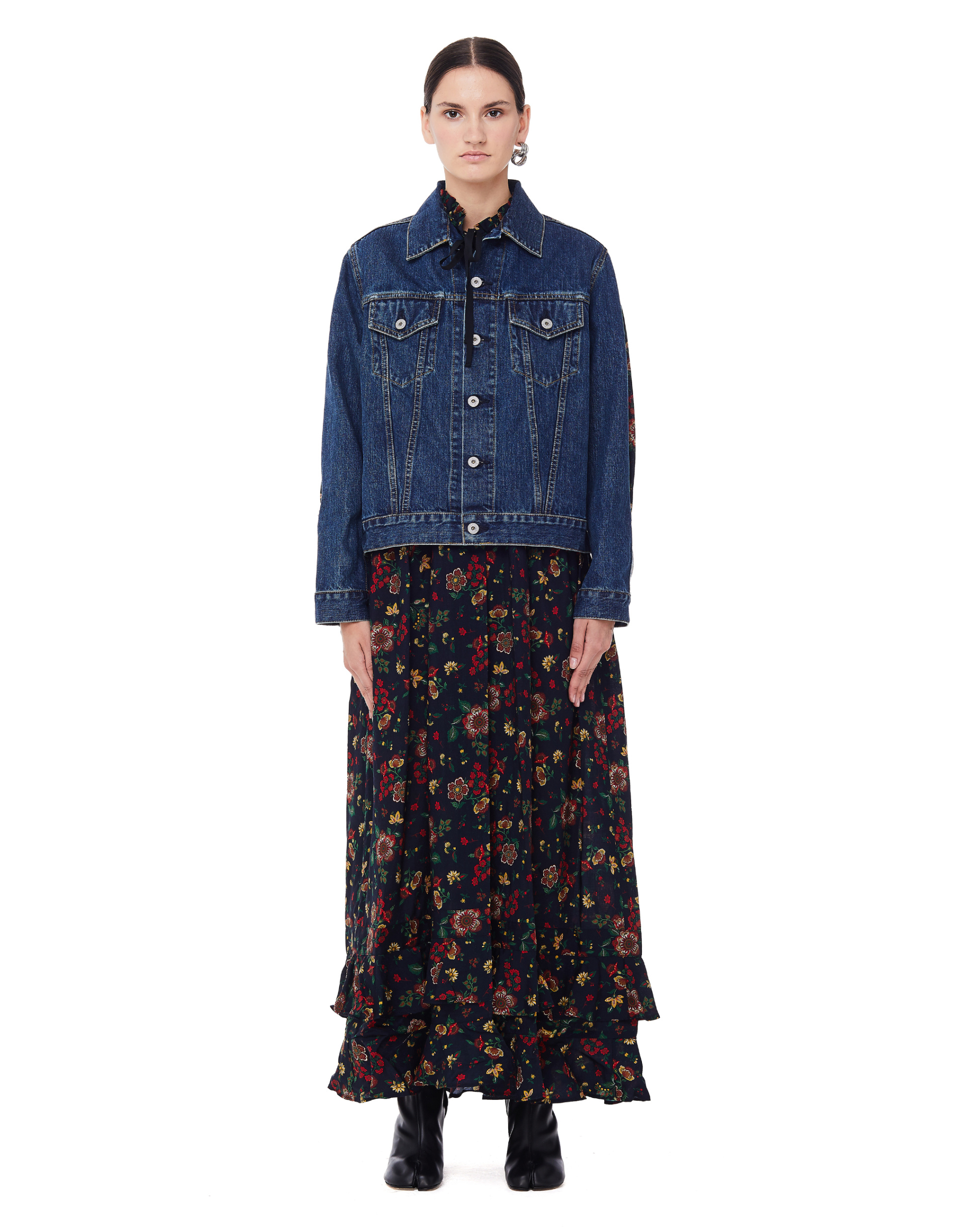 Junya Watanabe Flower Dress With Denim Jacket