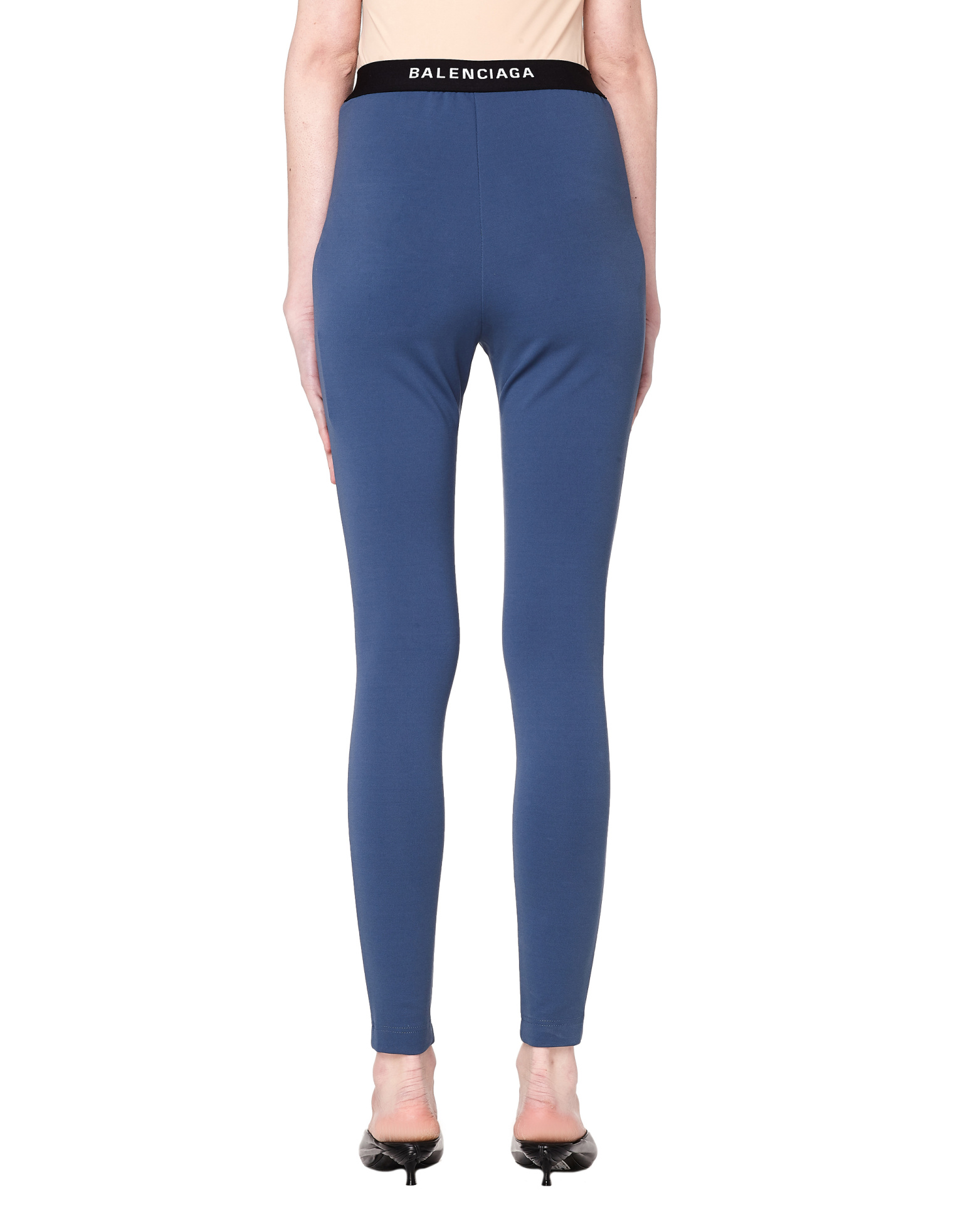 Balenciaga Stitched Crease Blue Logo Pants