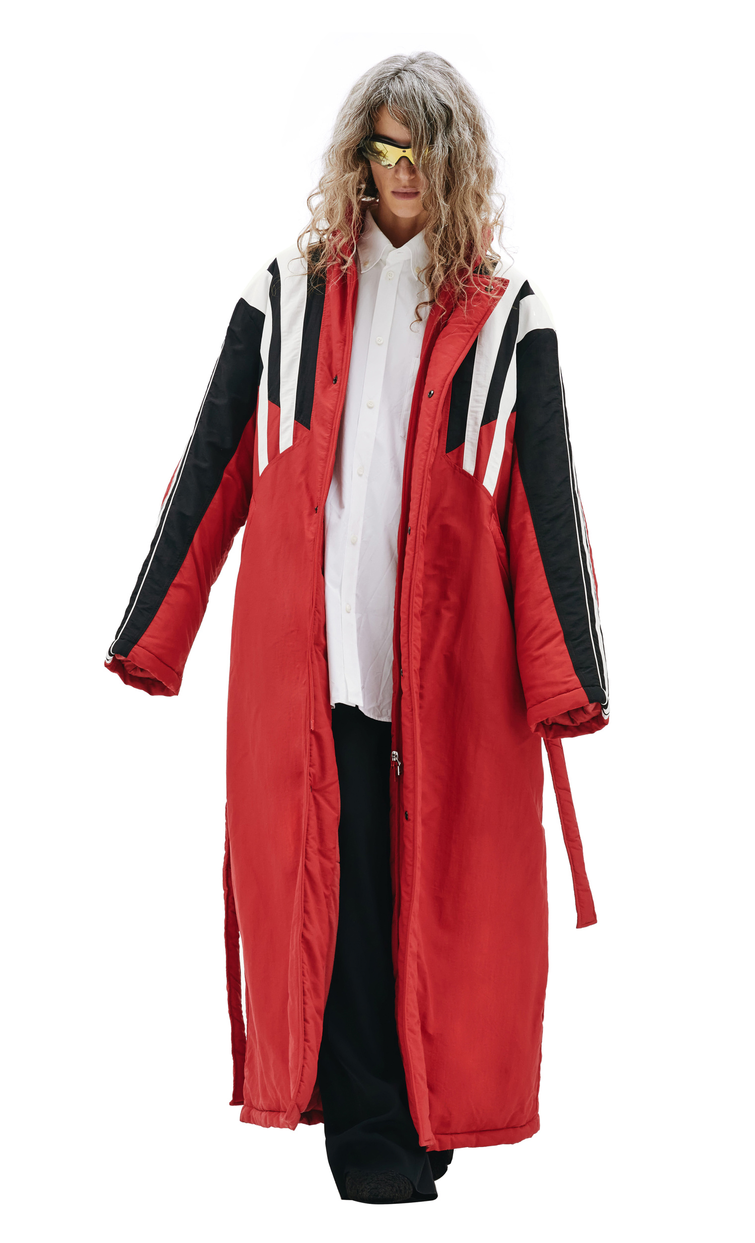 Balenciaga Long Down Coat In A Vintage Athletic Style