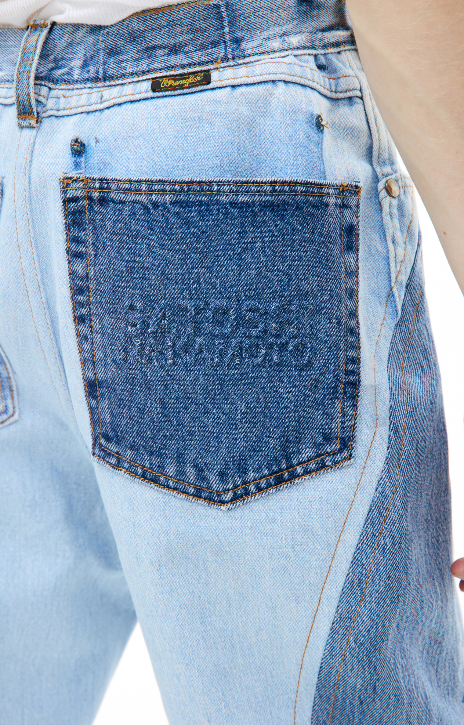 Satoshi Nakamoto Patchwork logo jeans