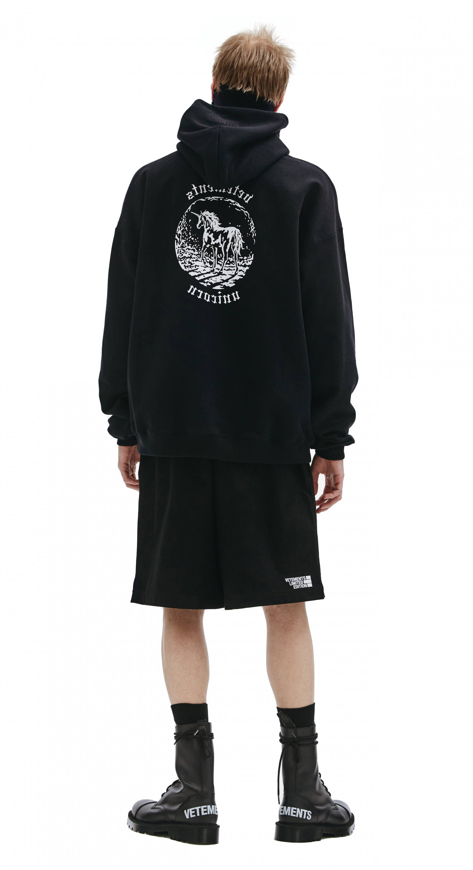 Buy VETEMENTS men black unicorn printed hoodie for €498 online on 