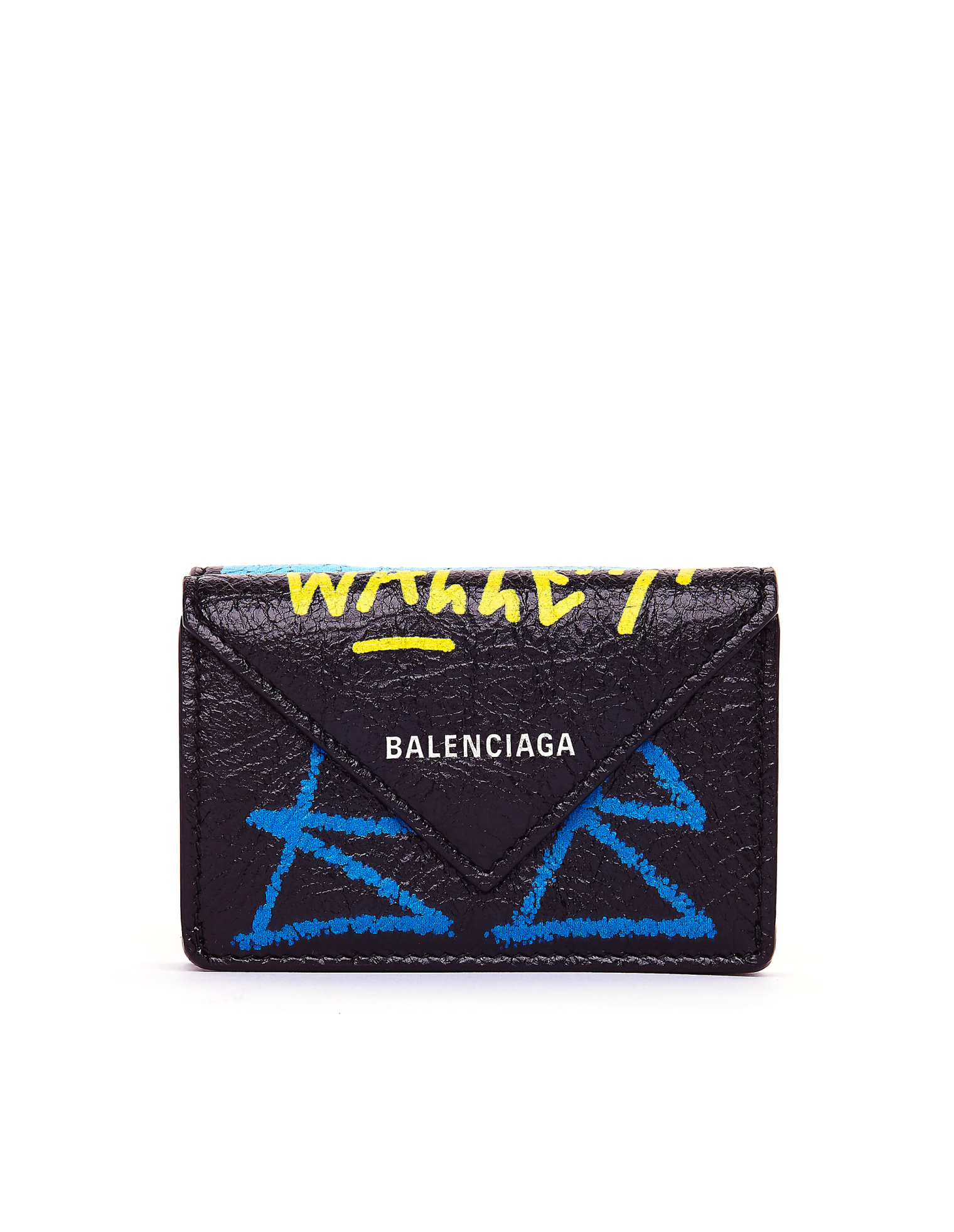 Balenciaga Black Papier Mini Graffiti Wallet