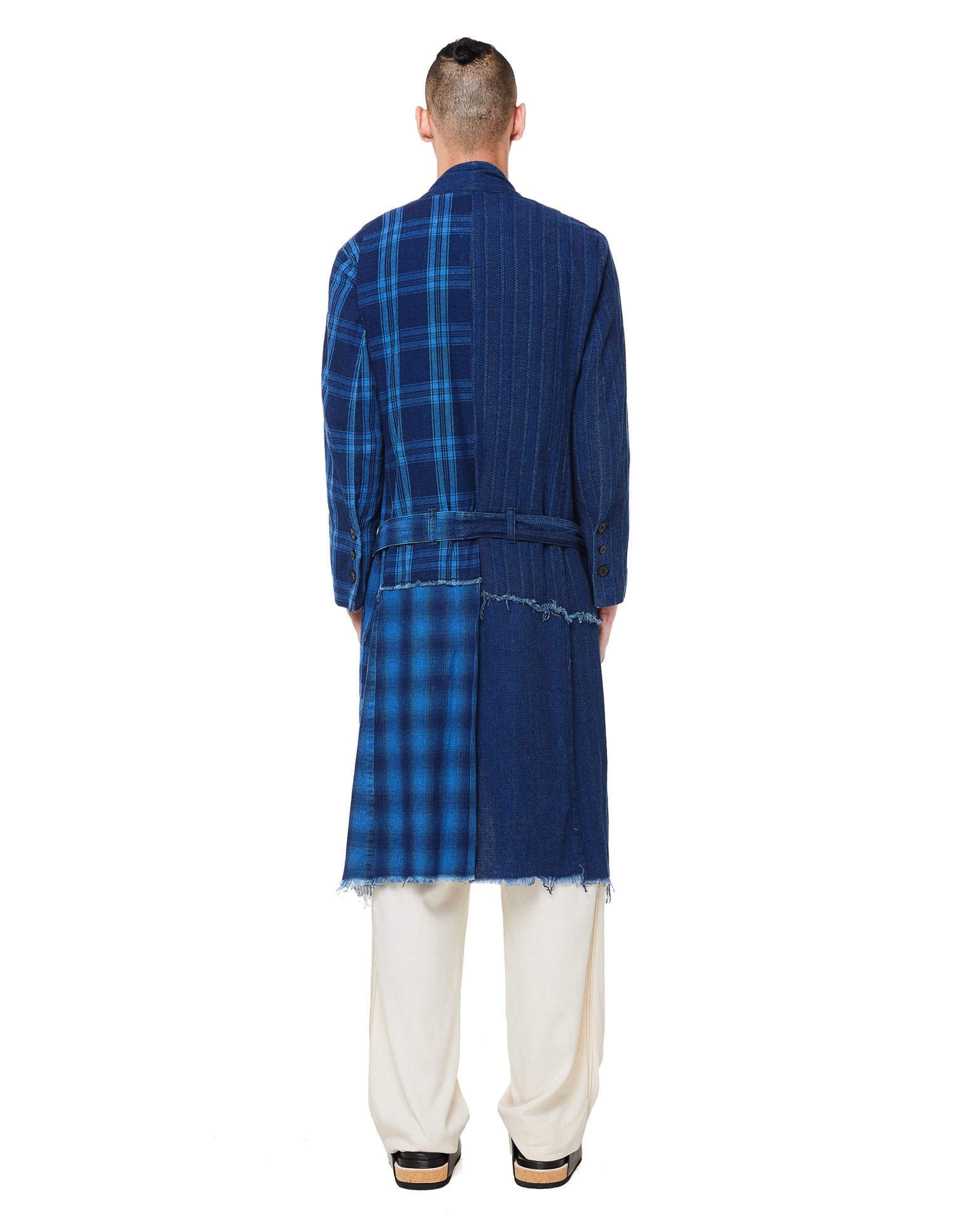 Greg Lauren Blue Patchwork Kimono Coat