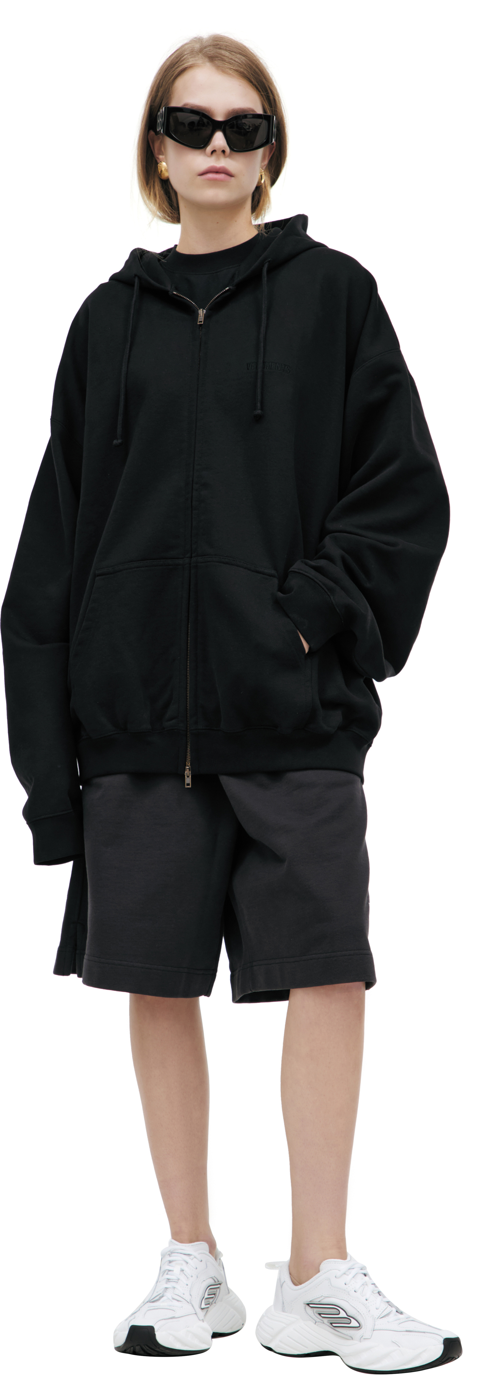 VETEMENTS Худи-UH76ZU100B на молнии, вышивка лого, оверсайз, черн