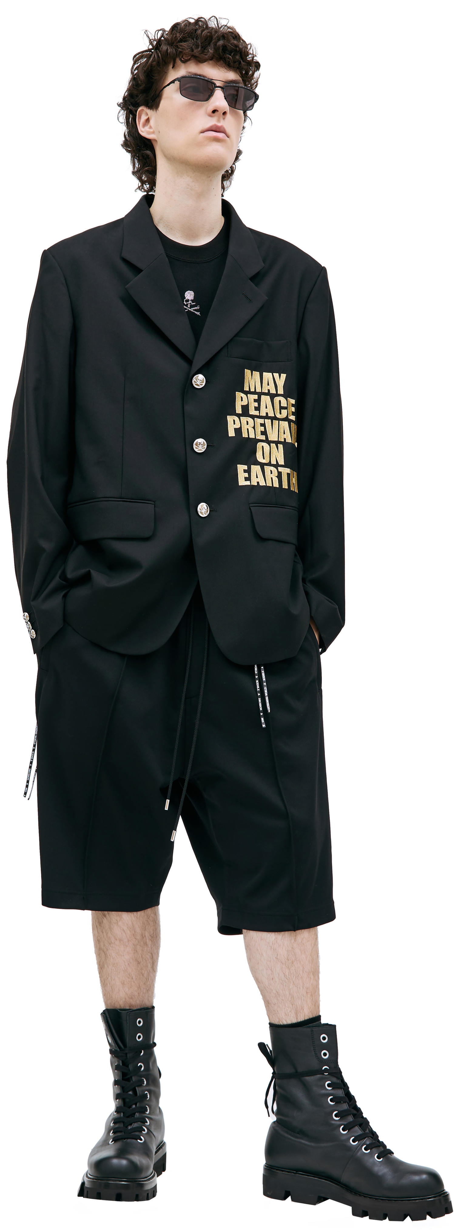 Mastermind WORLD \'May Peace\' embroidered wool blazer