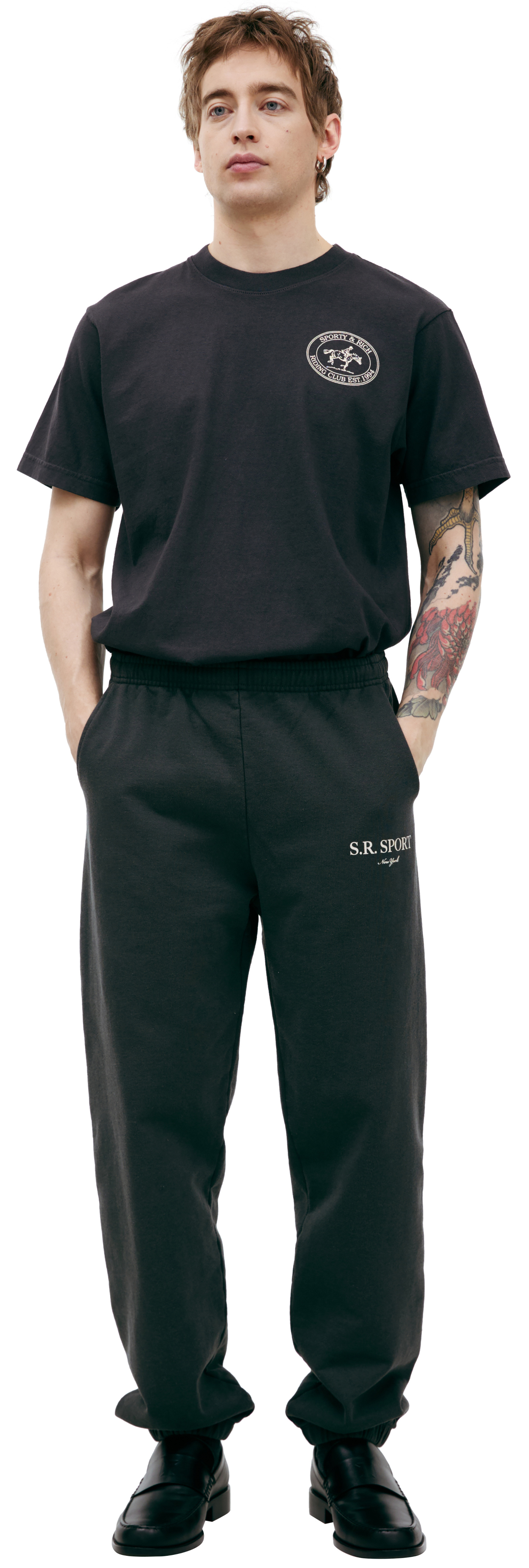 SPORTY & RICH Black Logo Sweatpants