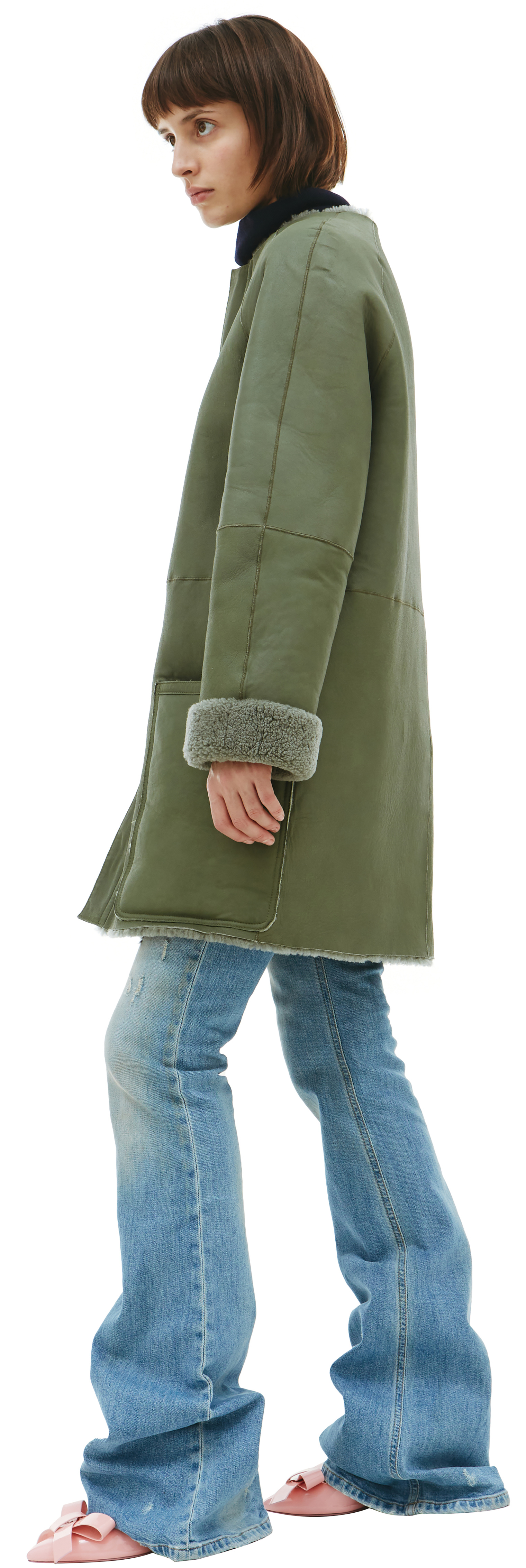 Y\'s Green Shearling Coat