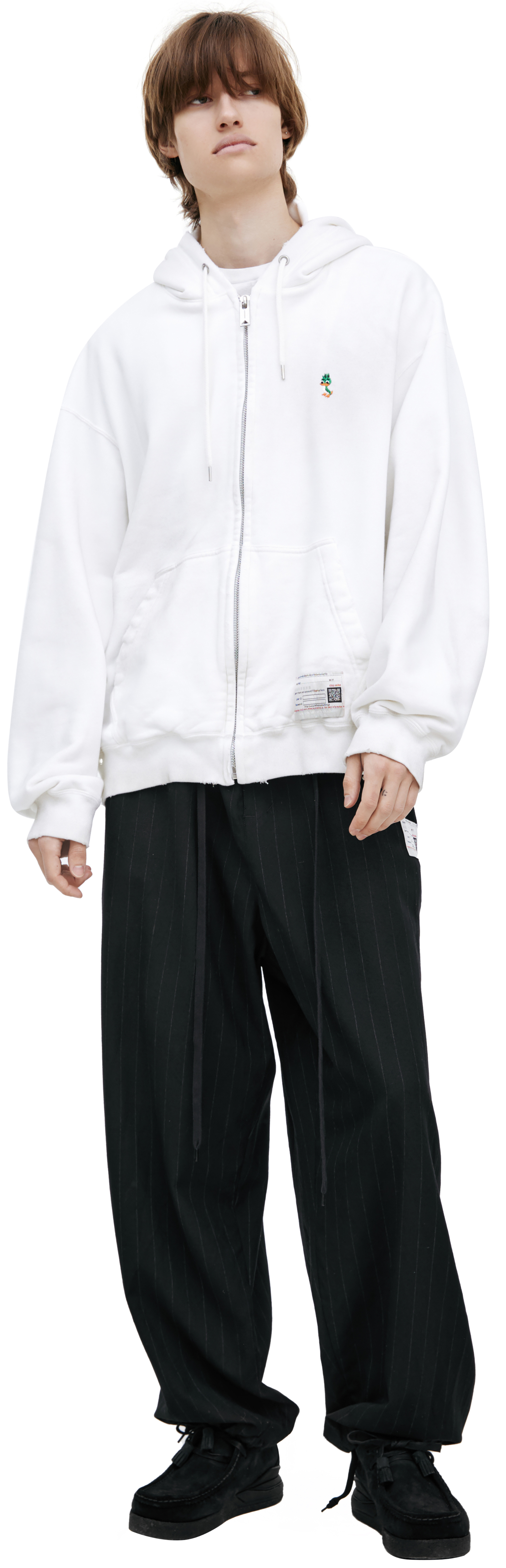 Maison Mihara Yasuhiro White zippered hoodie