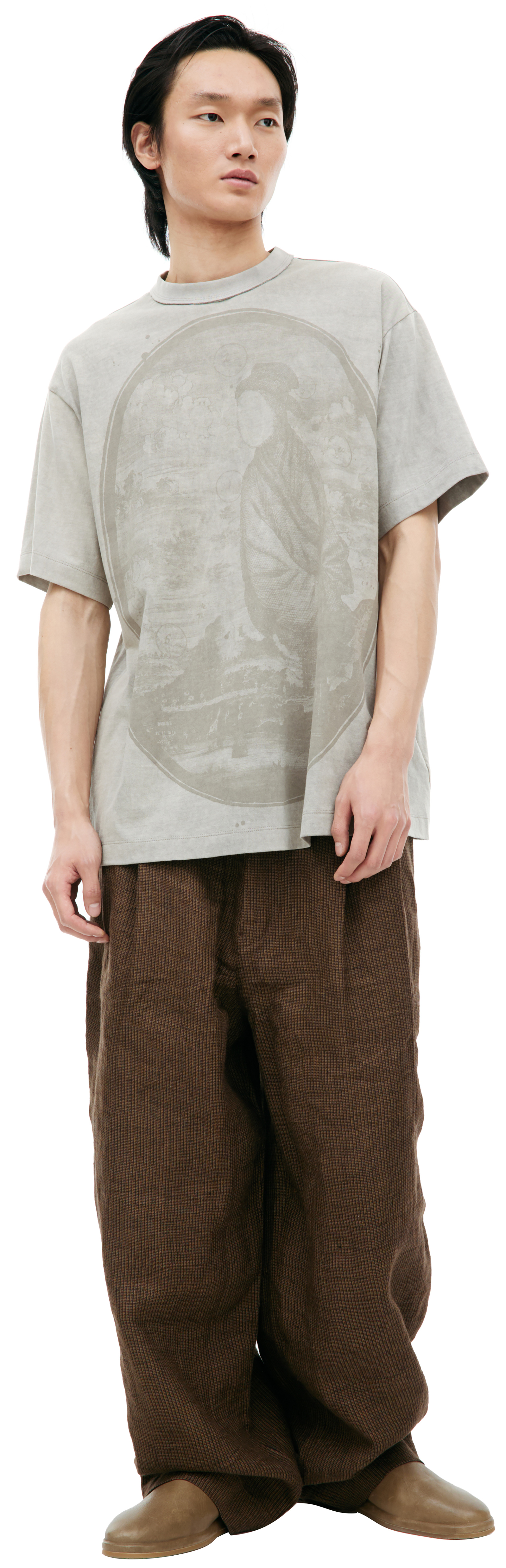Ziggy Chen Beige print T-shirt